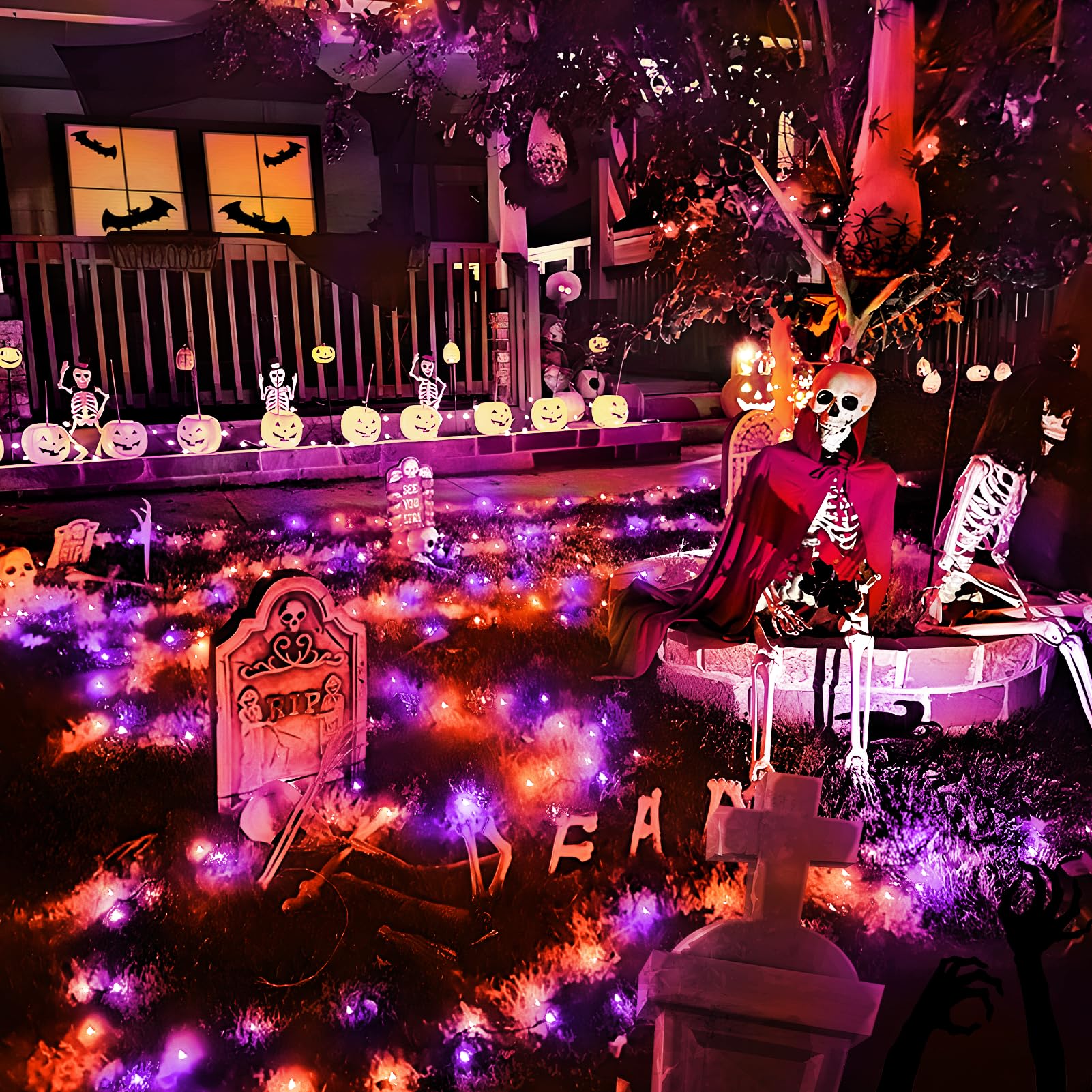 Knonew 120Ft 360 Led Orange & Purple Halloween String Lights - 8 Modes, Timer, Indoor/Outdoor