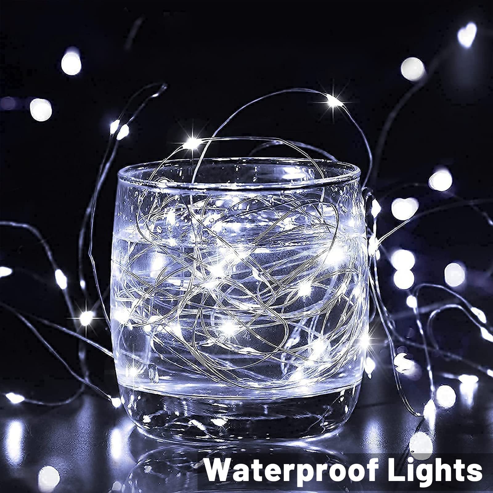 Yisiten 6 Pack LED Fairy Lights, 13FT 40LED Waterproof Silver Wire Twinkle Lights, Battery Operated, White for Decorations