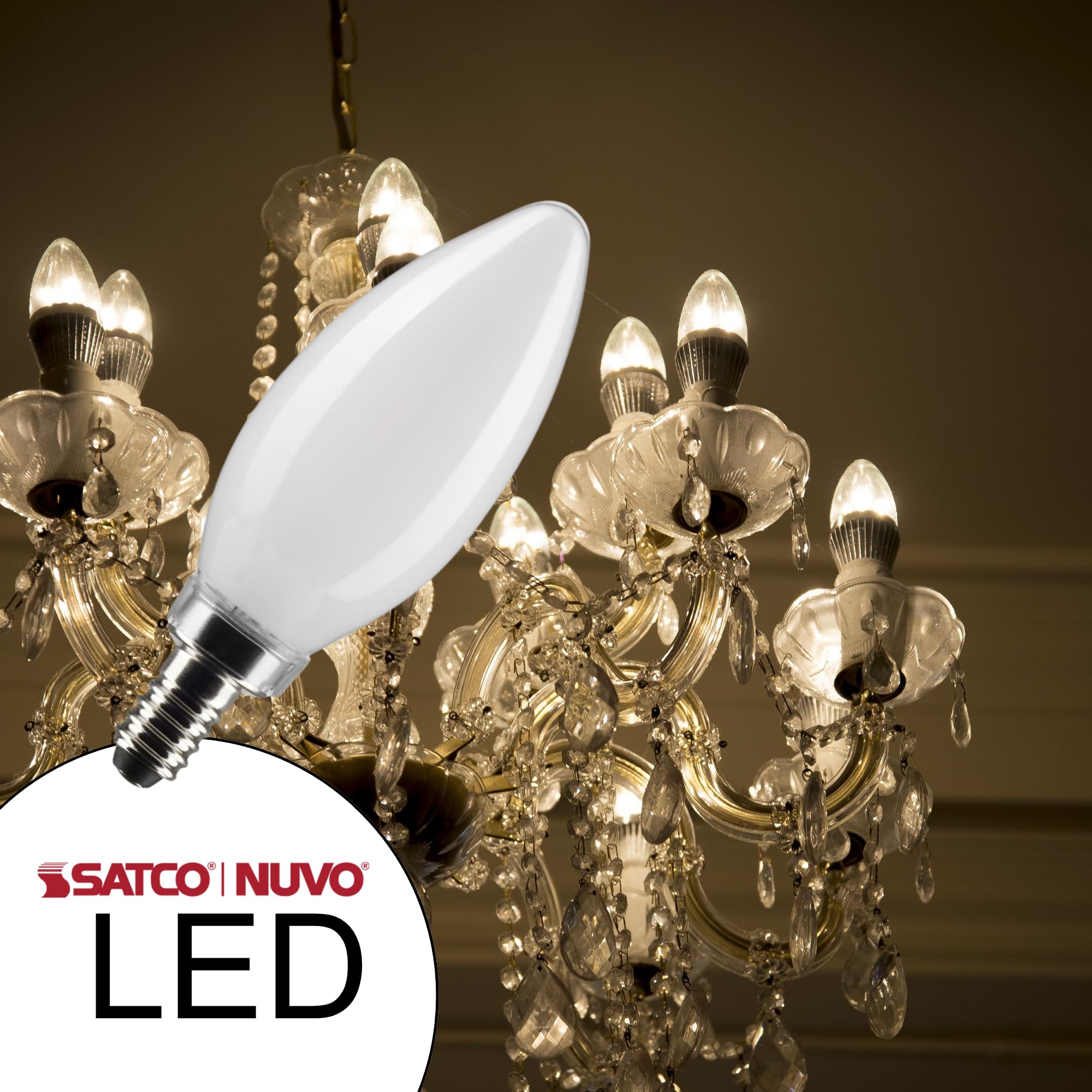 Satco 5.5B11/Led/927/Fr/120V/E12 - Part Number S21278-5.5 Watt Led B11 Frosted Bulb, 90 Cri, 2700K Warm White, 120 Volt (2 Pack)