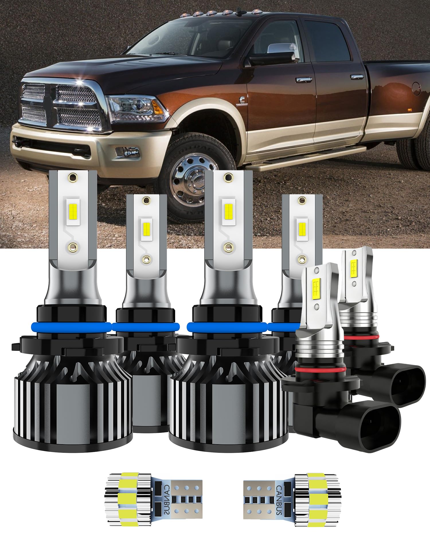 AYOTZIH Bulbs Fit For Dodge Ram 2016-2018 With Projector, 9005 High Beams 9005 Low Beams 9145 Fog Lights License Plate Lights Co