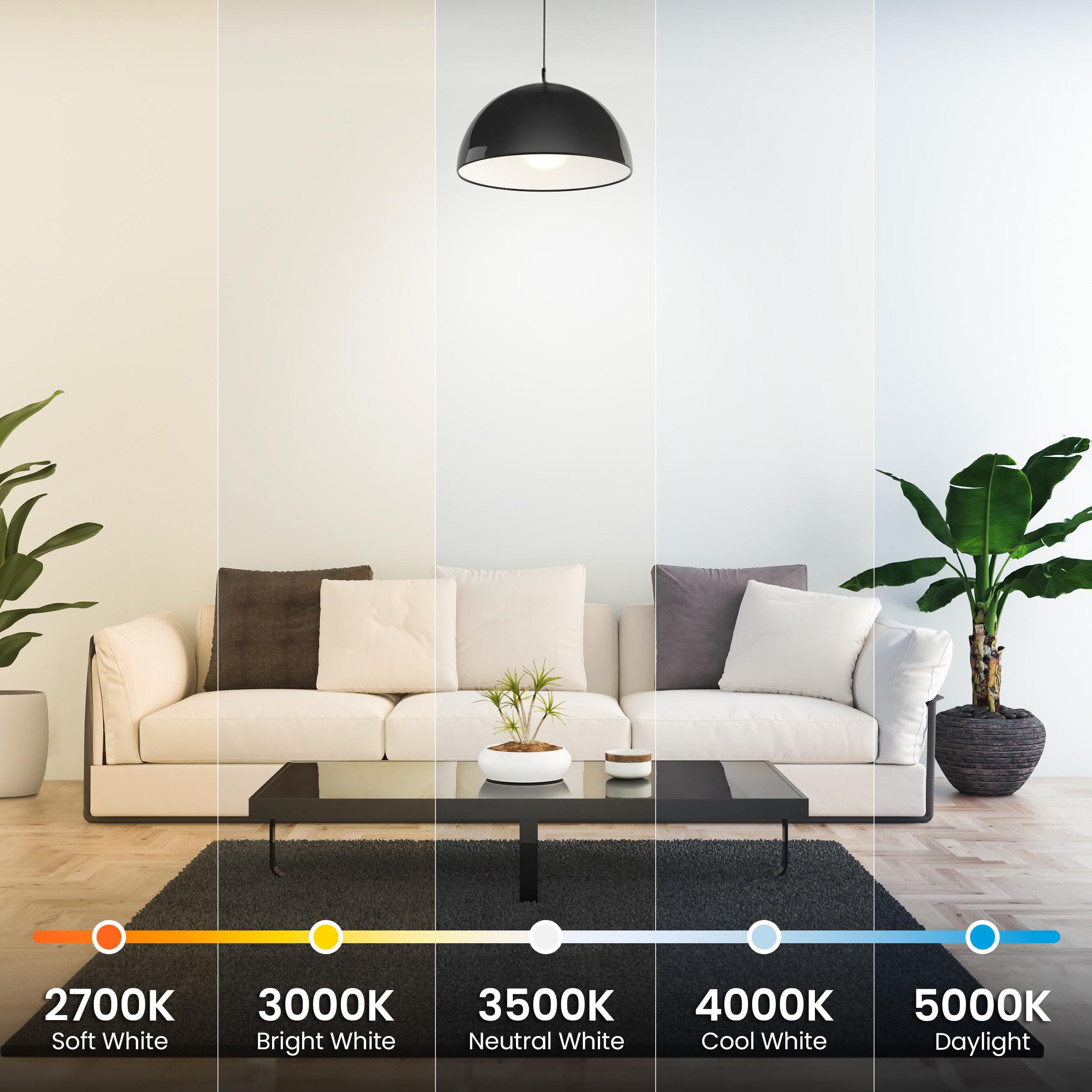 Feit Electric A19 Led Light Bulb, 100W Equiv, Non-Dimmable, Selectable Color Temperatures (2700K-5000K), 1500 Lumens, General Pu