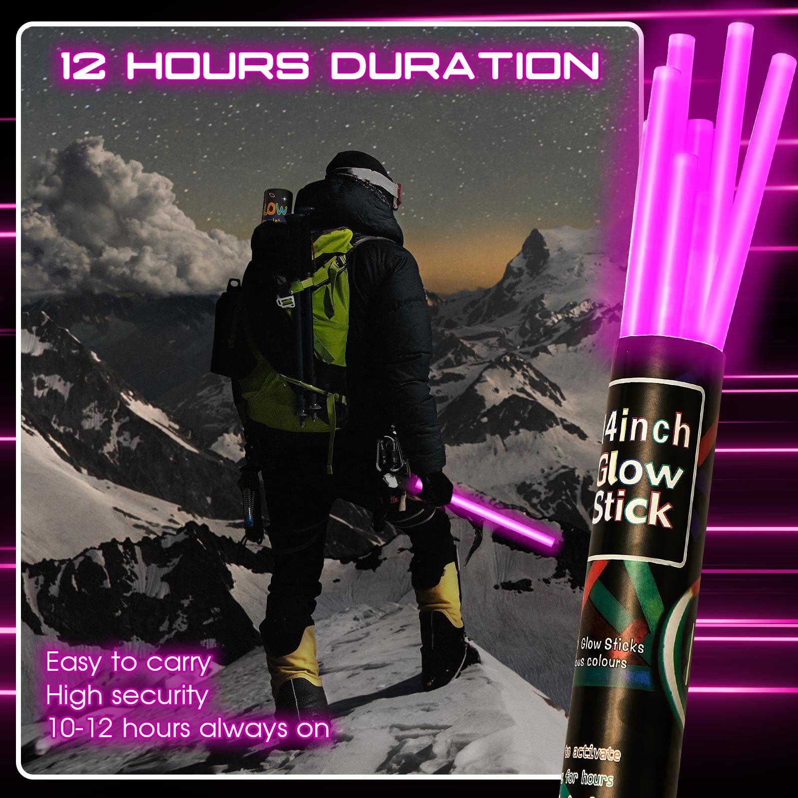 Lewtemi 10 Pcs 14 Inch Large Glow Sticks Christmas Jumbo Sticks Big Glow Stick Giant Light Stick Emergency Light Stick For Campi