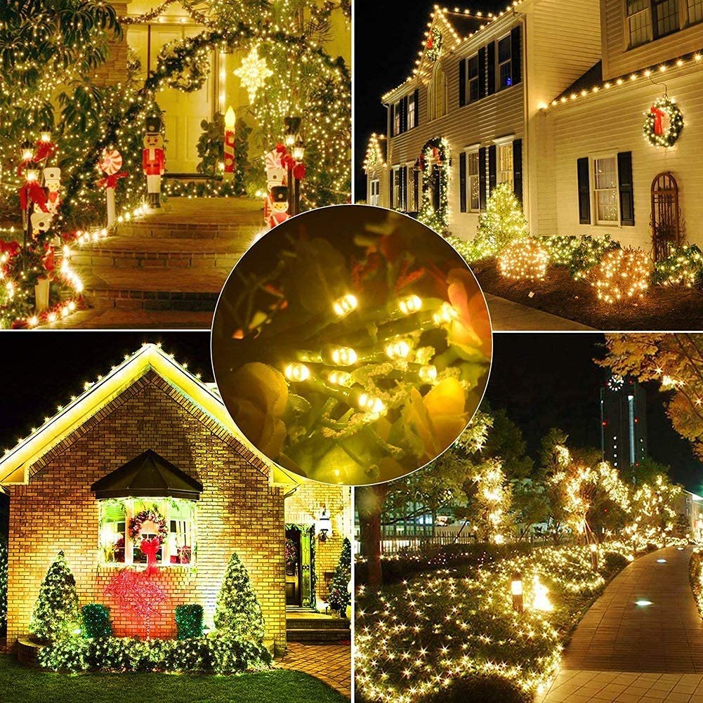 FULLBELL String Lights 100 LED Warm White Black Wire 33ft Extendable for Indoor Outdoor Ramadan Decorations