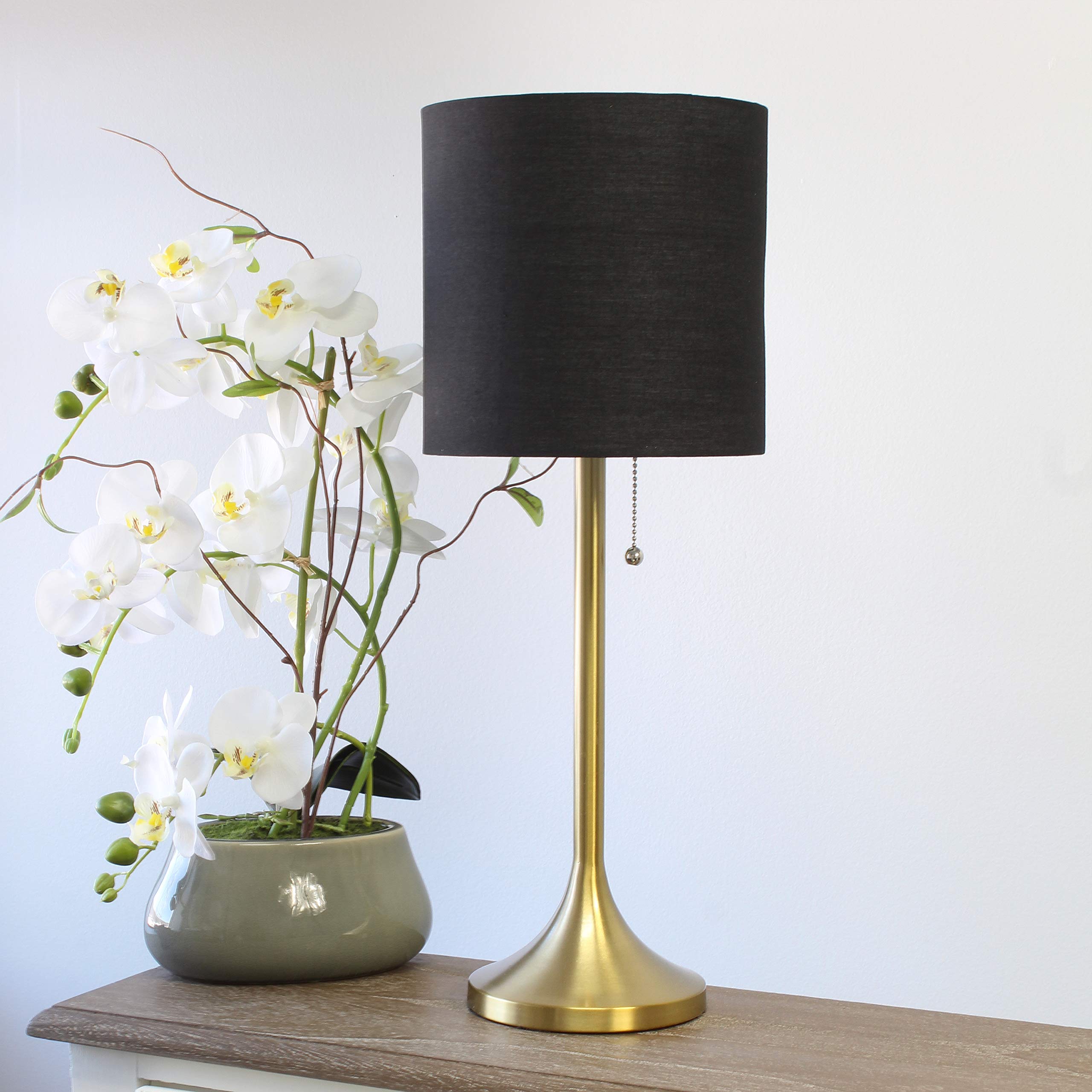 Simple Designs Gold Tapered Table Lamp Black Fabric Shade Pack of 4 Model LT1076-GDB
