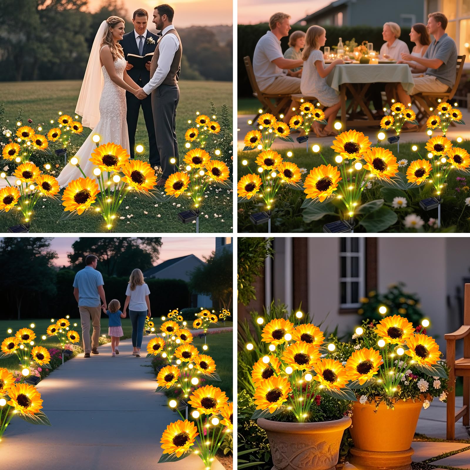 yeuago Solar Garden Lights 6 Pack - Dancing Sunflower Firefly, Waterproof Plastic Stake Lights for Pathway Décor