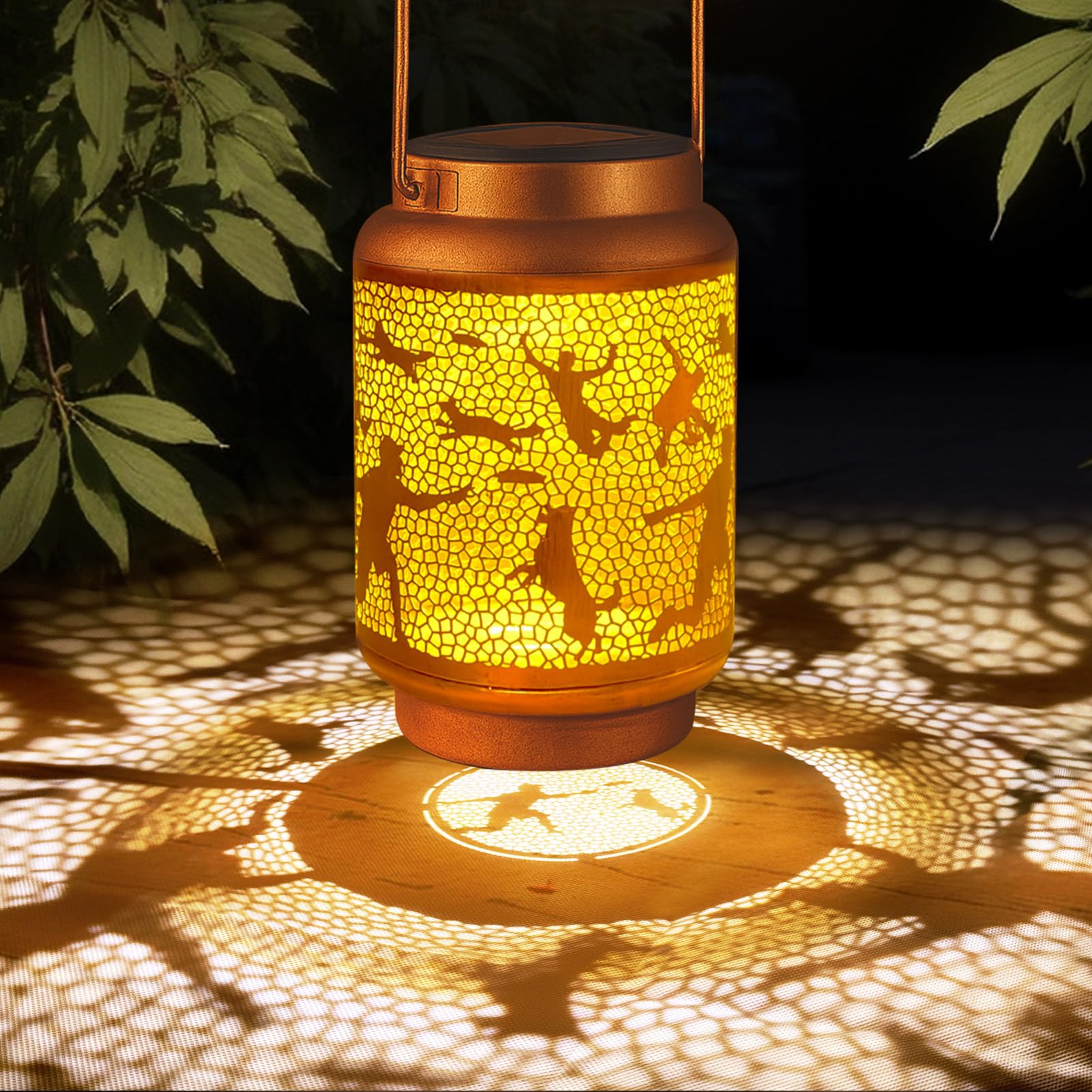 HOFLYW Solar Lantern - Outdoor Waterproof Metal Decor, Bronze, Model CL-XHTYD-1-1-1, Ideal for Garden, Patio, and Pathway
