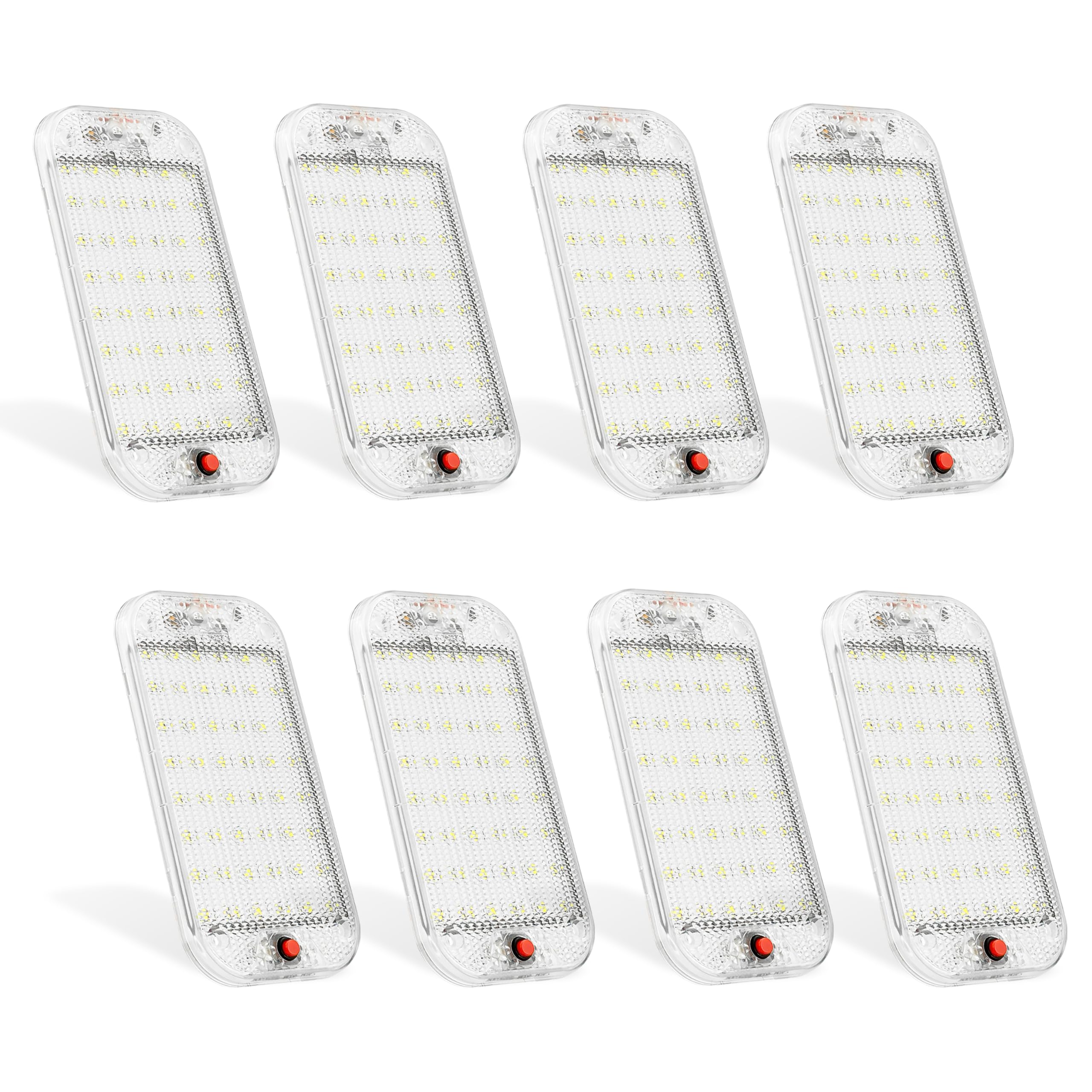 MERTTURM Dome Light for RV - 48LED 800LM Ultra Bright 12V Ceiling Light with Switch Control - 8 Pack