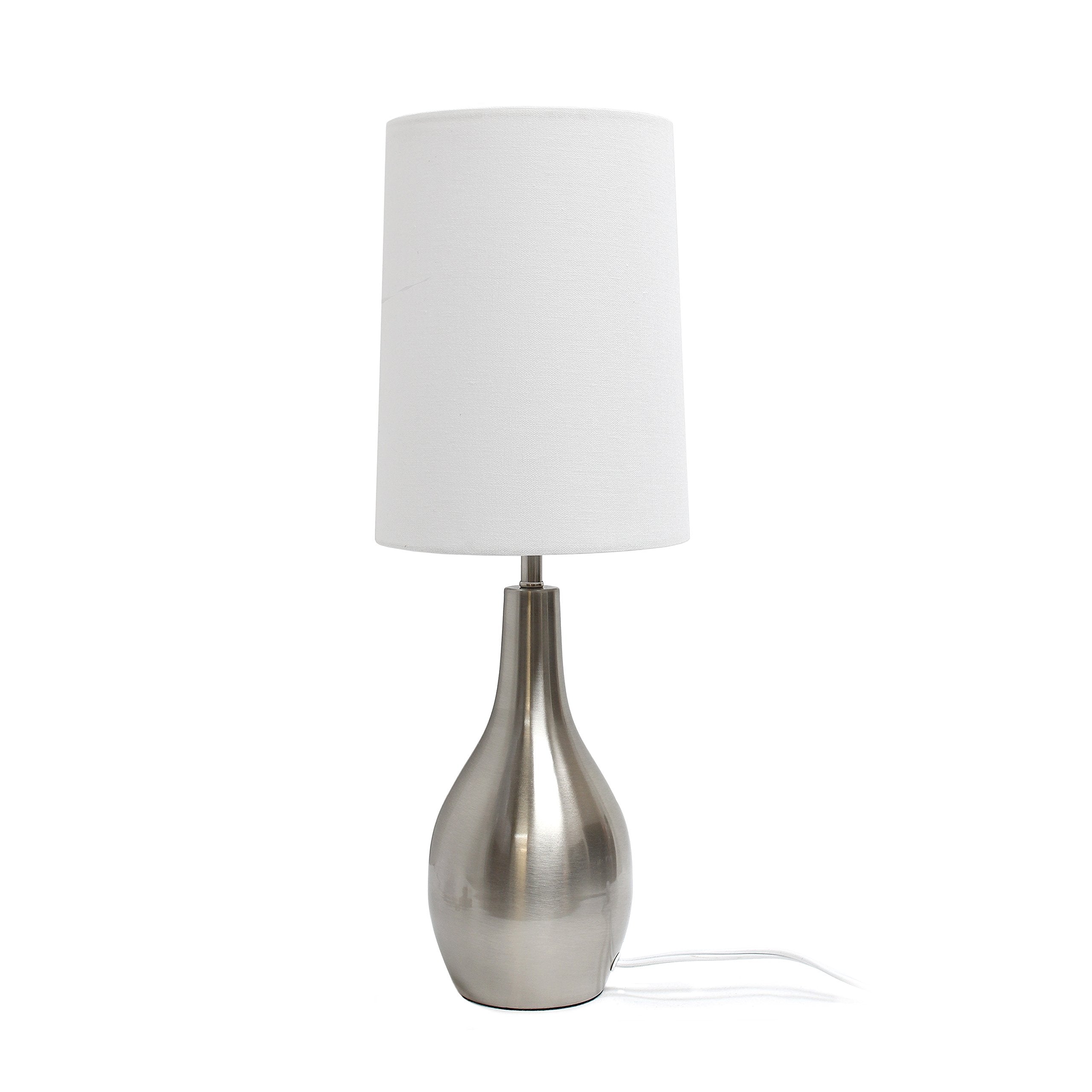 Simple Designs Lt3303-Bsn 1 Light Tear Drop Table Lamp, Brushed Nickel, 7 X 7 X 19.5