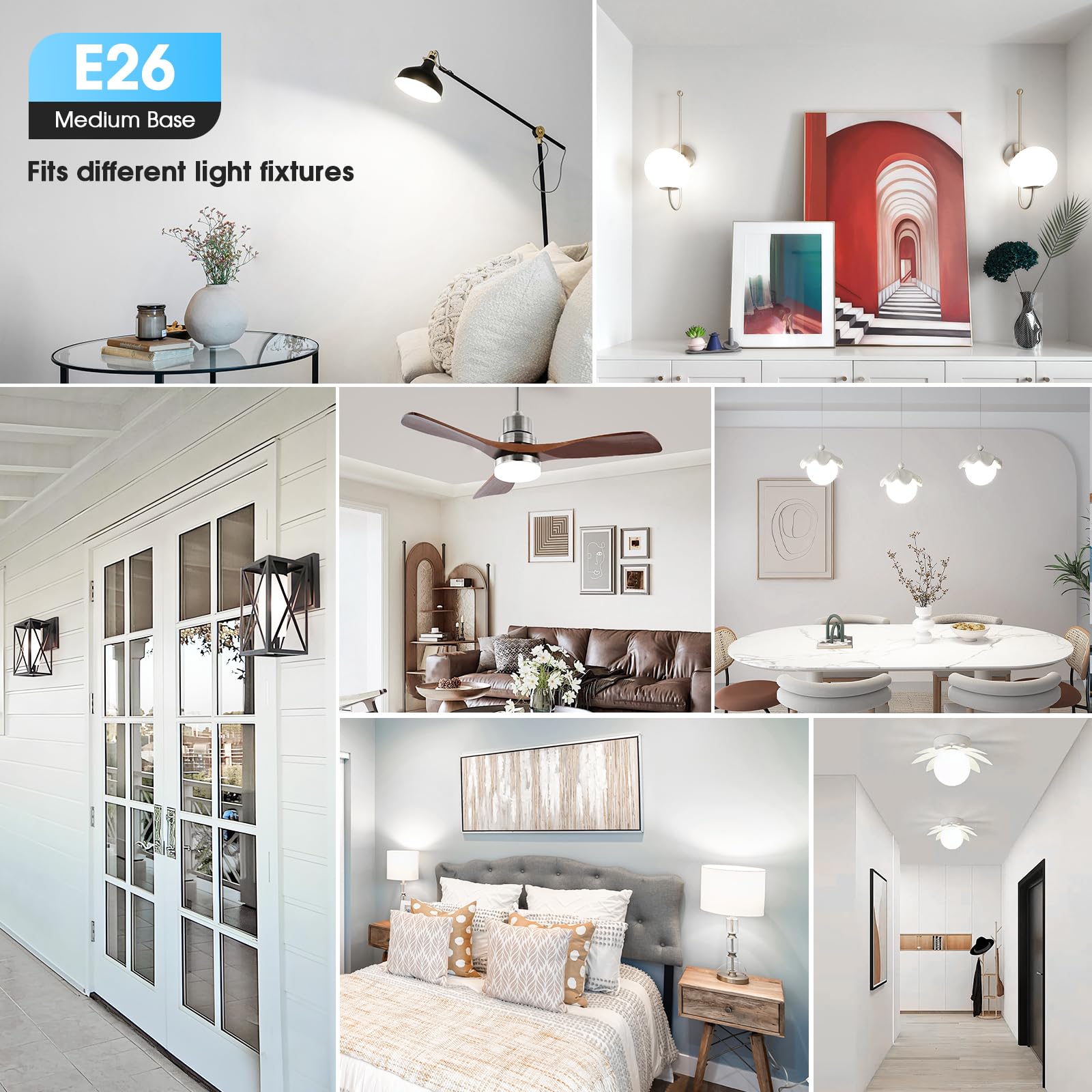 Maylaywood 24-Pack A19 Led Light Bulbs, 60W Equivalent, Daylight White 5000K, E26 Base, 850 Lumen, Non-Dimmable, 9W Bright White