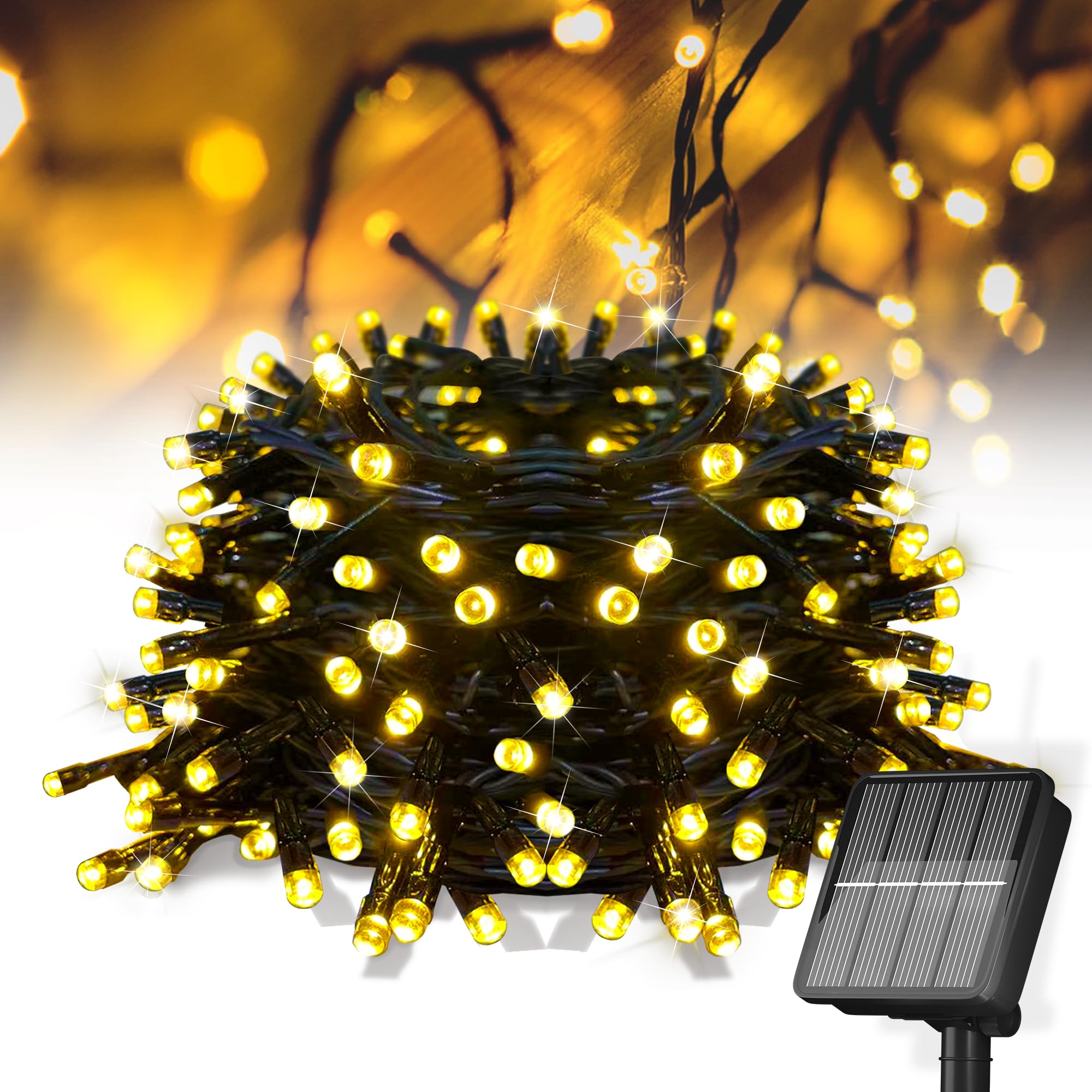 Solar String Lights for Outside, 39Ft 100 LED Solar String Lights Outdoor with 8 Modes ,Solar Christmas Lights Outdoor Waterproo