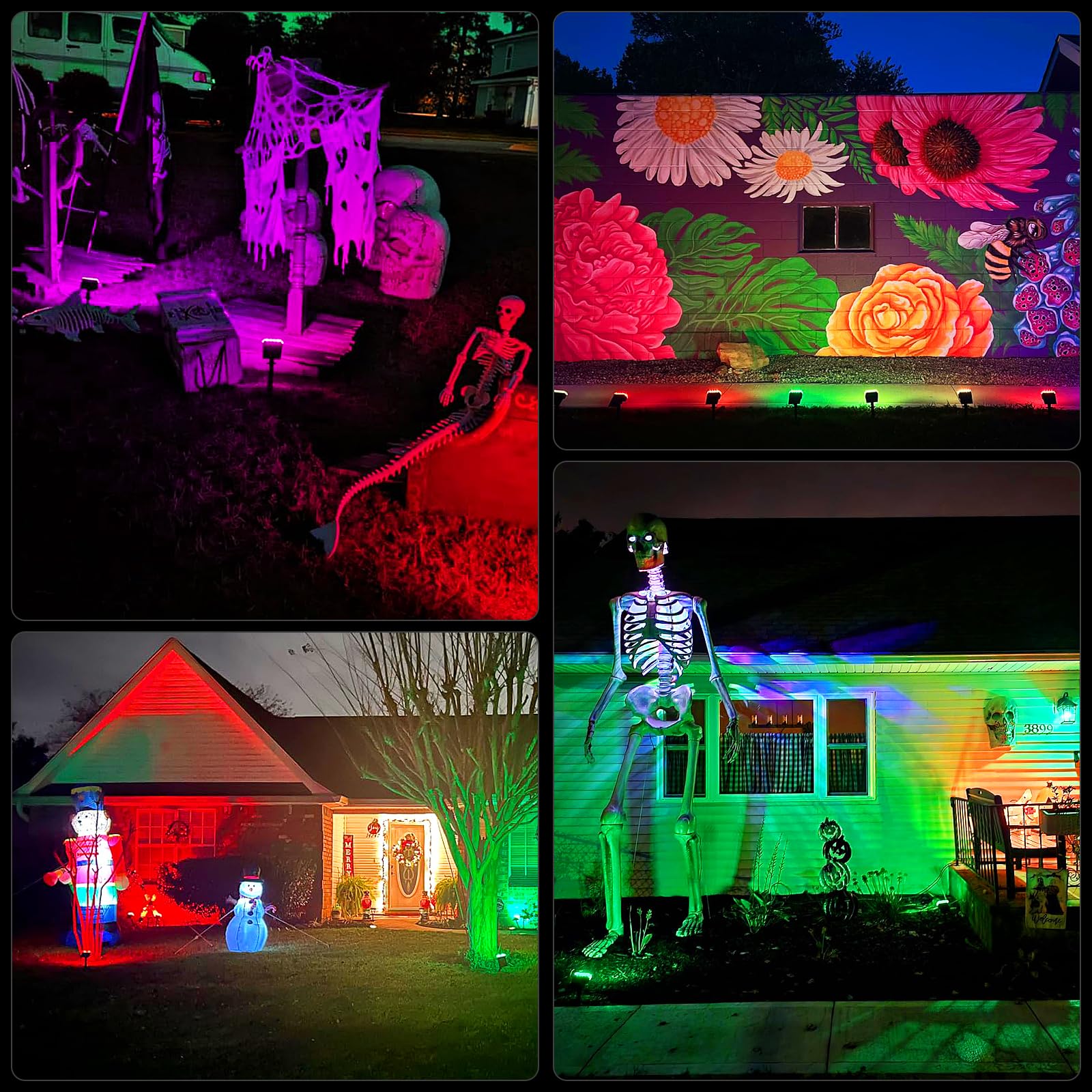 Welalo Solar Color Changing Spot Lights Outdoor, Waterproof Solar Christmas Lights With 7 Modes, Multicolor Rgb Landscape Spotlights For Garden Yard Driveway Lawn Patio Pathway Decorations, 2 Pack