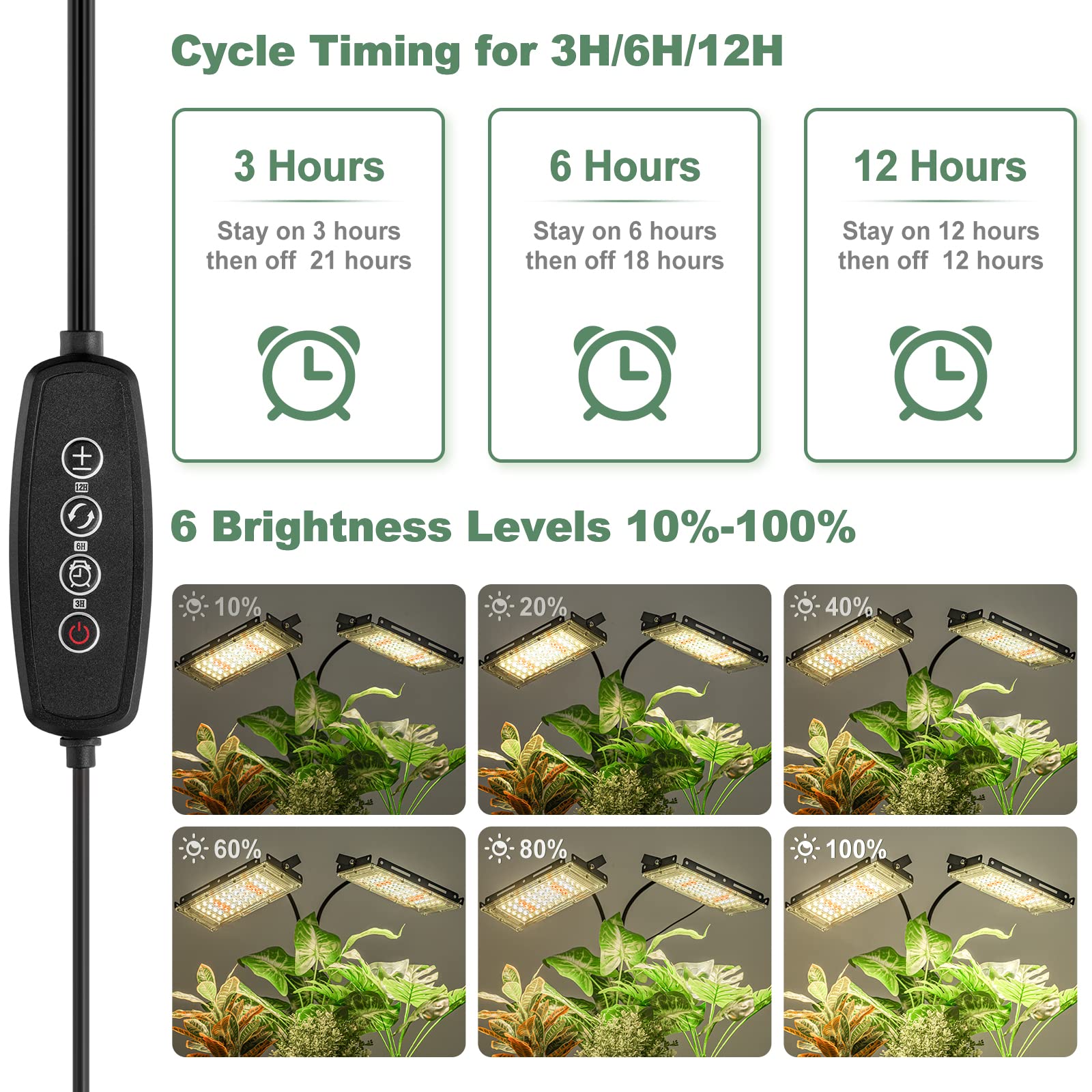 Lordem Grow Light With Stand, Full Spectrum Led Plant Light For Indoor Plants, 200W Dual Heads Grow Lamp With Auto On/Off Timer, 3 Lighting Modes, 6 Dimmable Levels, Adjustable Tripod 15-63 Inches