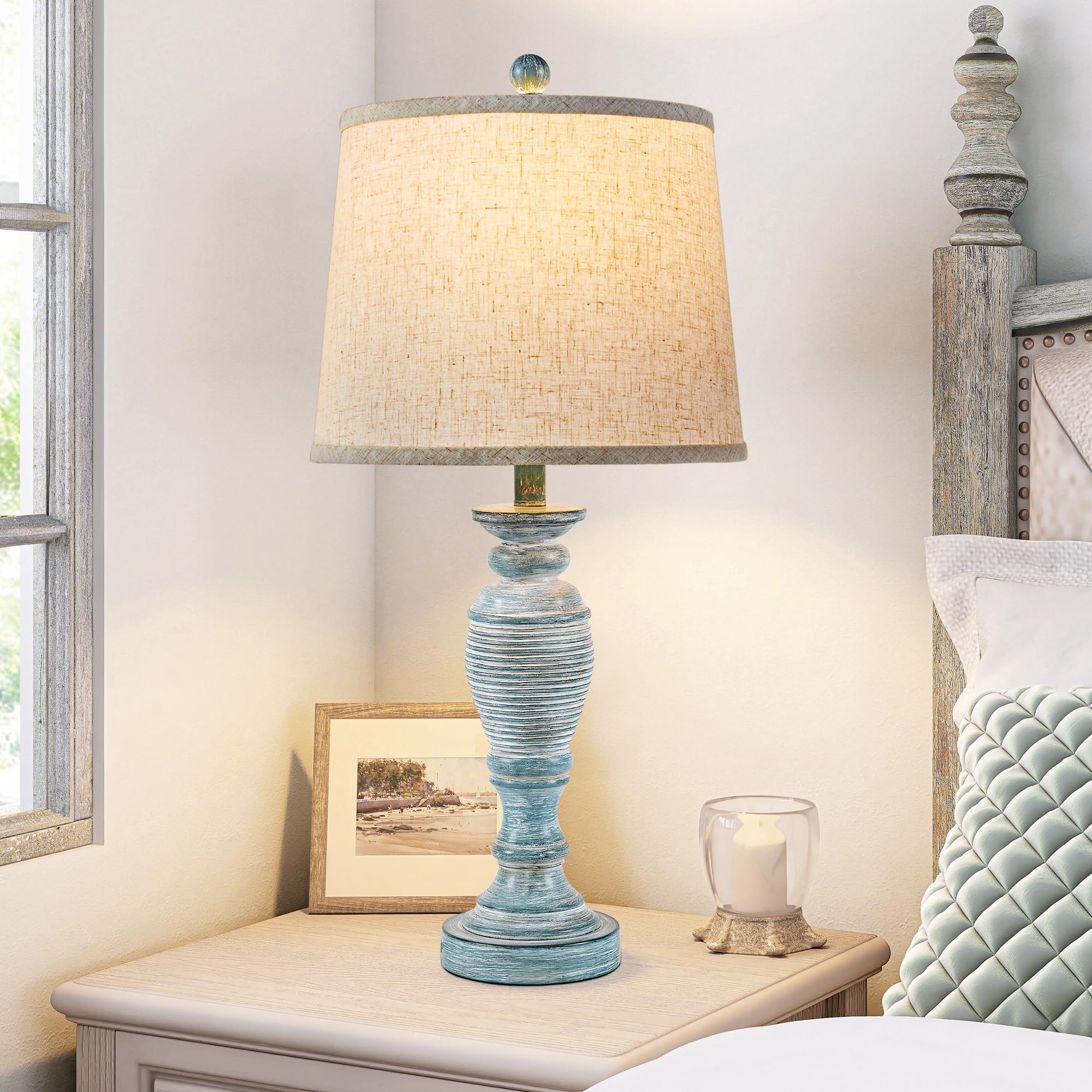 Ireliare 27.7'' Table Lamps For Living Room Set Of 2, 3 Way Dimmable Touch Lamps For Bedrooms With Dual Usb Ports, Farmhouse Lam