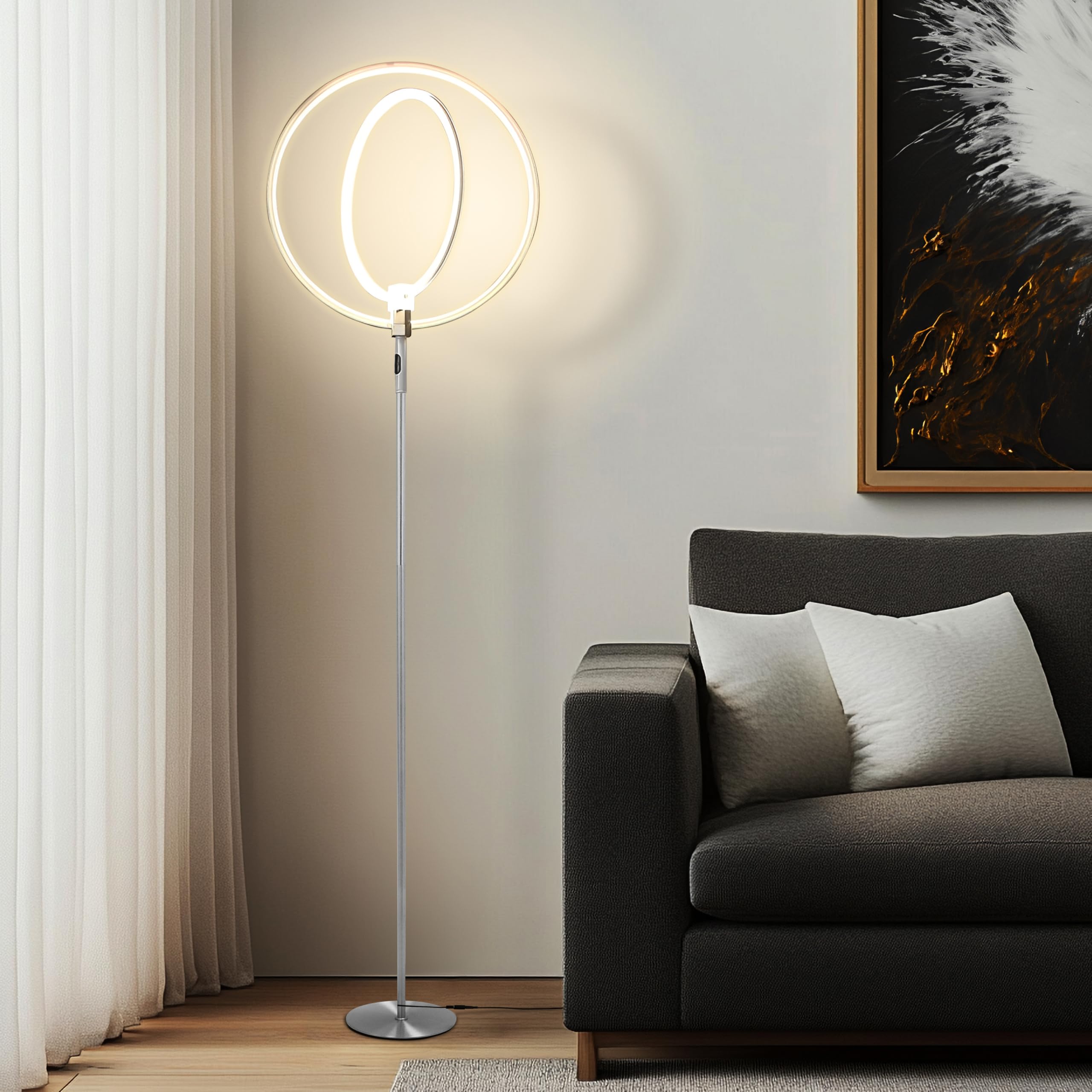 Brightech Eclipse Dimmable LED Floor Lamp, Modern Torchiere, Silver, Model ECPLSE-SL2, Super Bright for Living Rooms & Offices