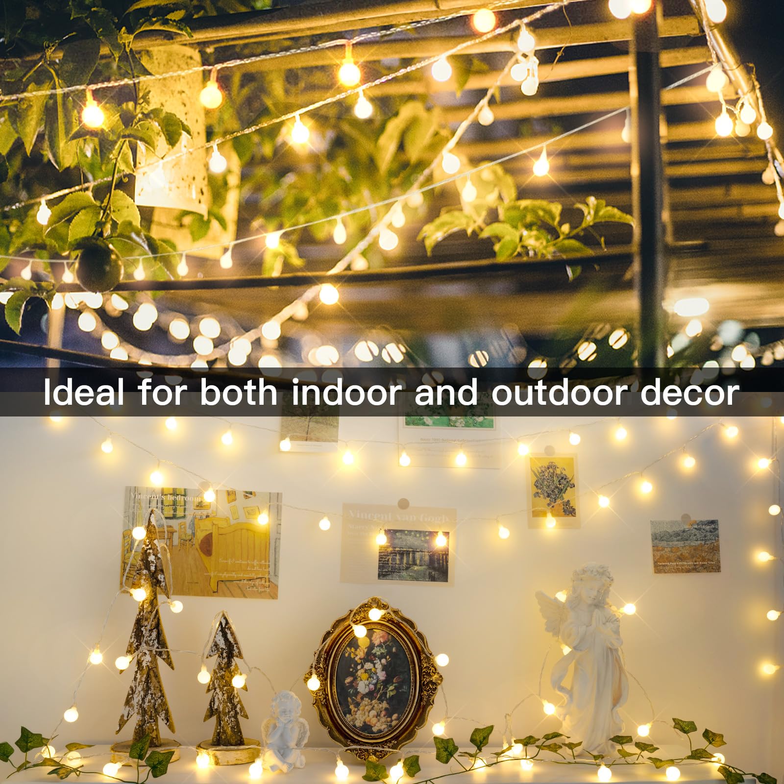 suddus String Lights, 33ft 100 LED Connectable Globe Lights, Warm White, Indoor/Outdoor, Model BE-bd758f98c0