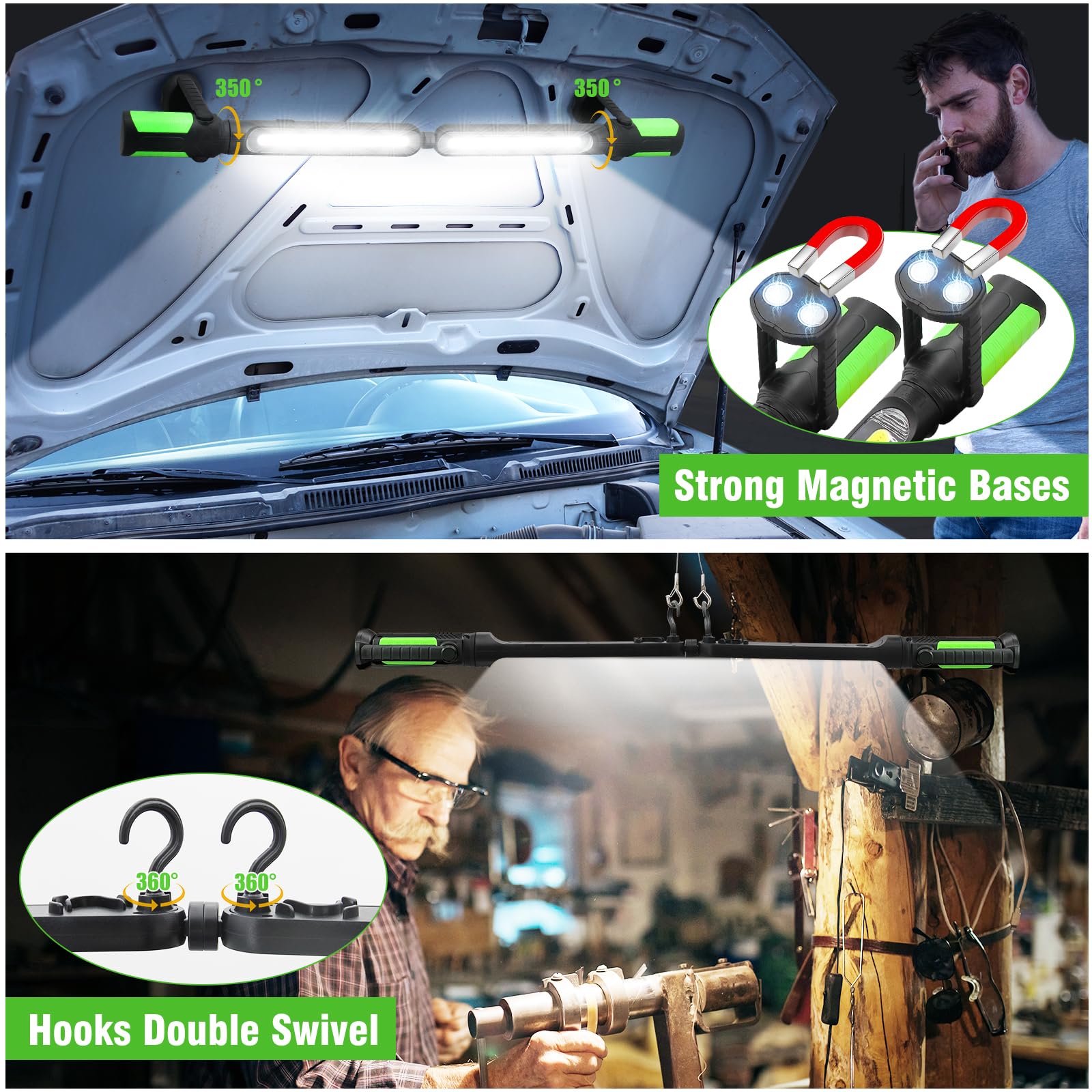 Sylstar Mechanic Led Work Light Bar, 2400Lm Bright, 4400Mah Rechargeable, Magnetic, Underhood, Emergency