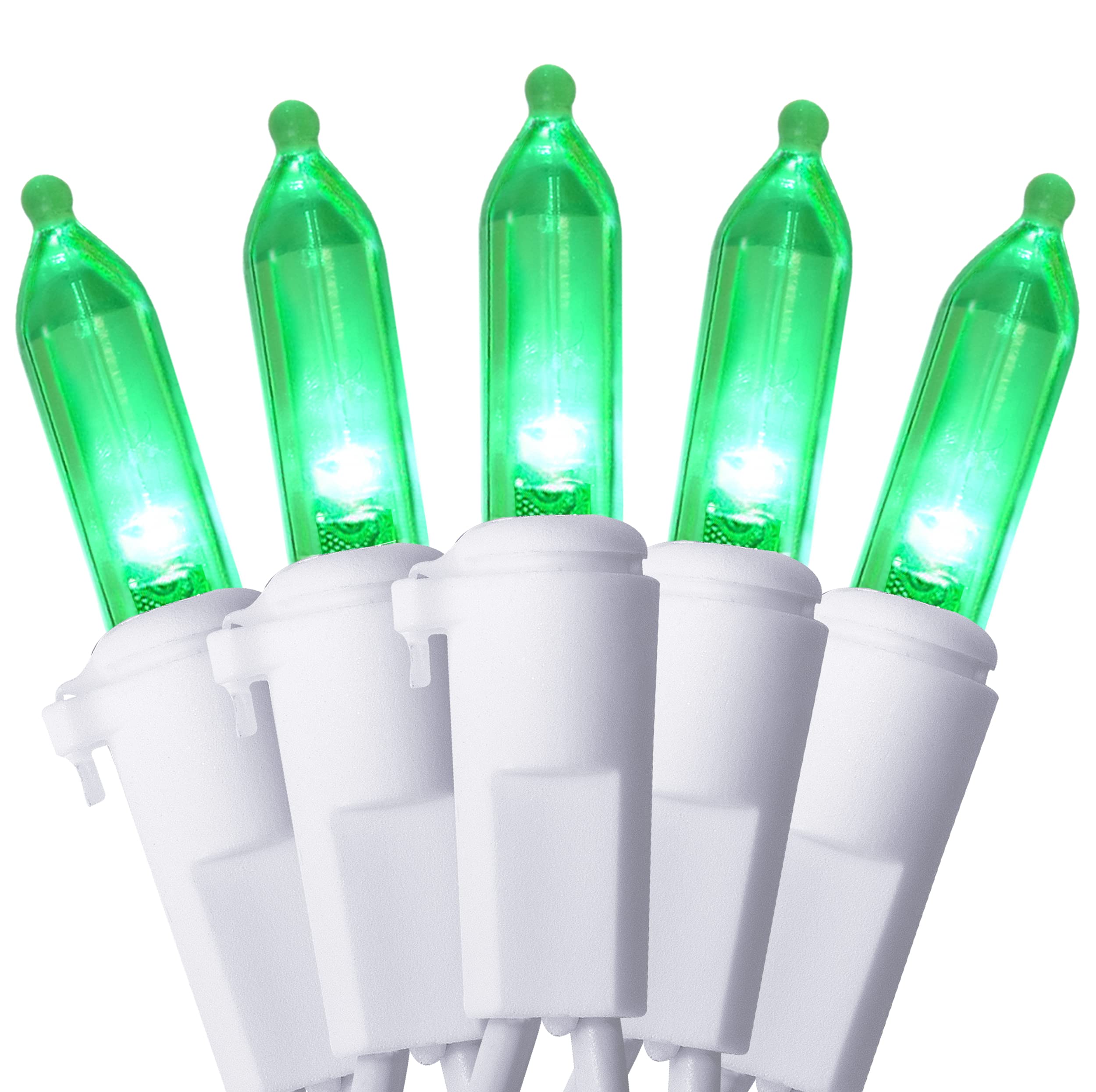 Holiday Essence - 100 LED Green Christmas Lights Set 26.9 Ft White Wire Indoor & Outdoor Holiday D?or for Christmas Tree St. Pat