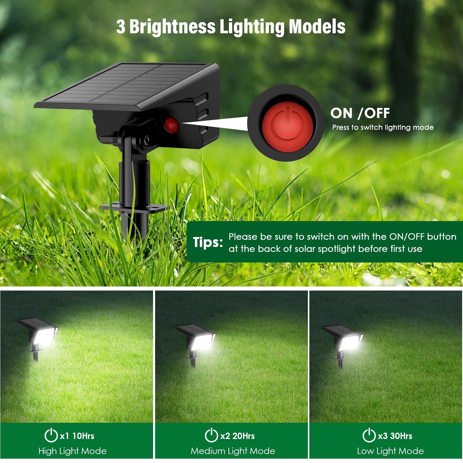 LAMKEEP Solar Spot Lights Outdoor - 60 LED, Auto On/Off, IP68 Waterproof, 2 Pack, Cool White, Model HX-SL001D