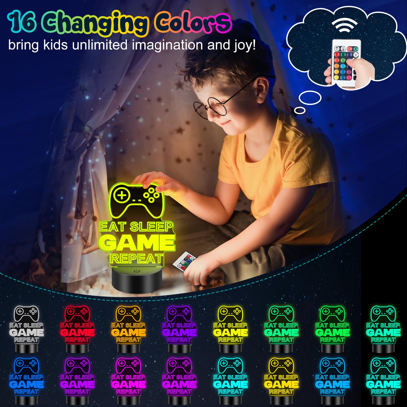 Linkax 3D Illusion Night Light & Soccer Gift For Teens  Boys & Kids - 8 To 12 Year Olds - Football Accessories & Room Decor (Gaming)