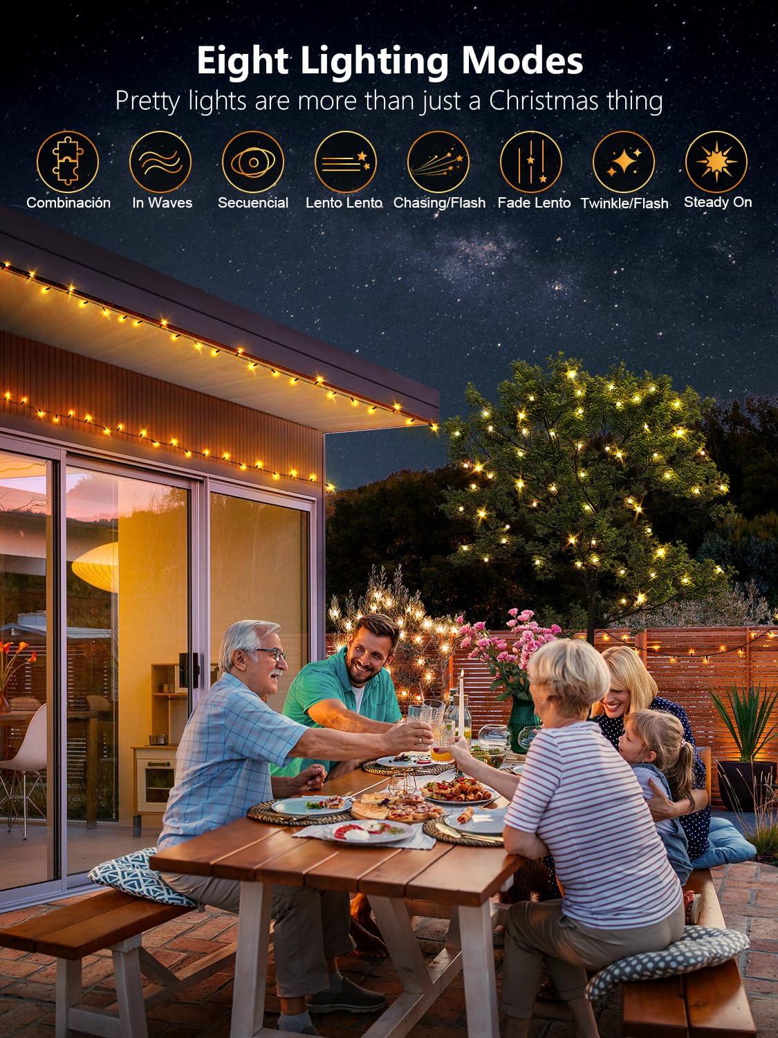 300 Led String Lights Outdoor  100Ft Warm White Christmas Lights For Outside With Remote  Timer Memory Function  8 Modes Waterproof Fairy Lights Plug In  For Xmas Tree Bedroom Patio Party