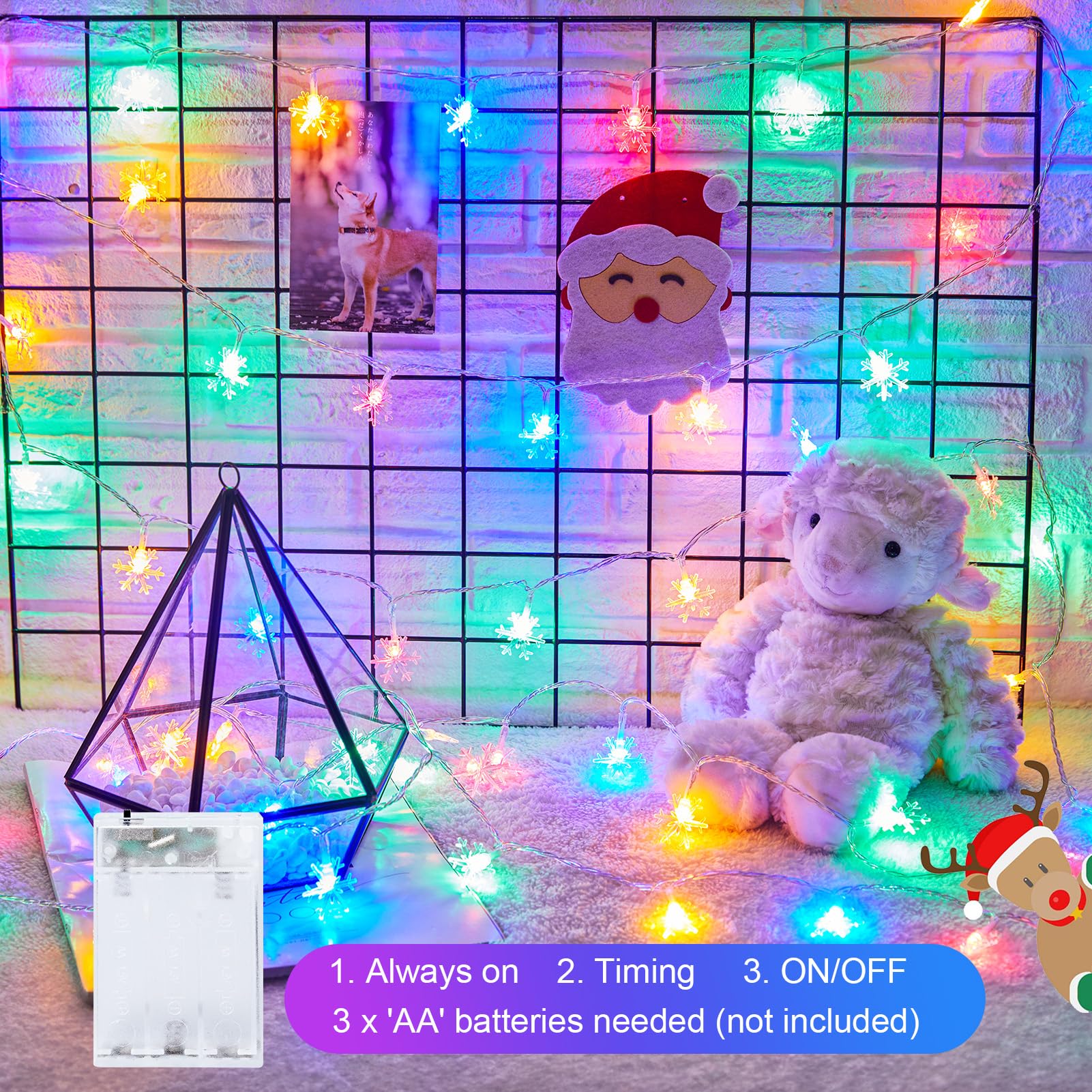 Minetom 4 Pack Holiday Lights, 30 Ft 15 Led Christmas Snowflakes Lights, Waterproof Snowflakes Christmas Lights, Shatterproof Xmas Fairy Lights For Indoor Deco