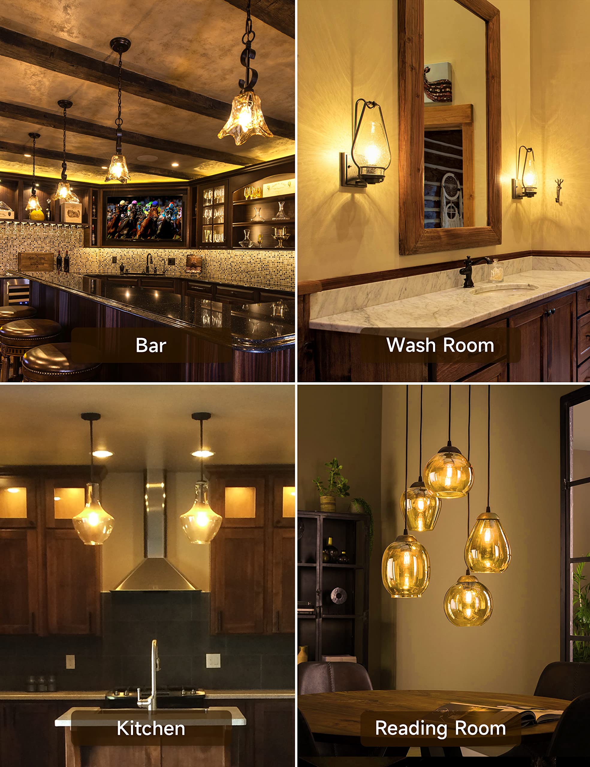 Unilamp Edison Bulbs 40W, Vintage A19 Antique Incandescent Light, E26 Dimmable Decorative, Warm White 2700K, 110-130V, 6 Pack