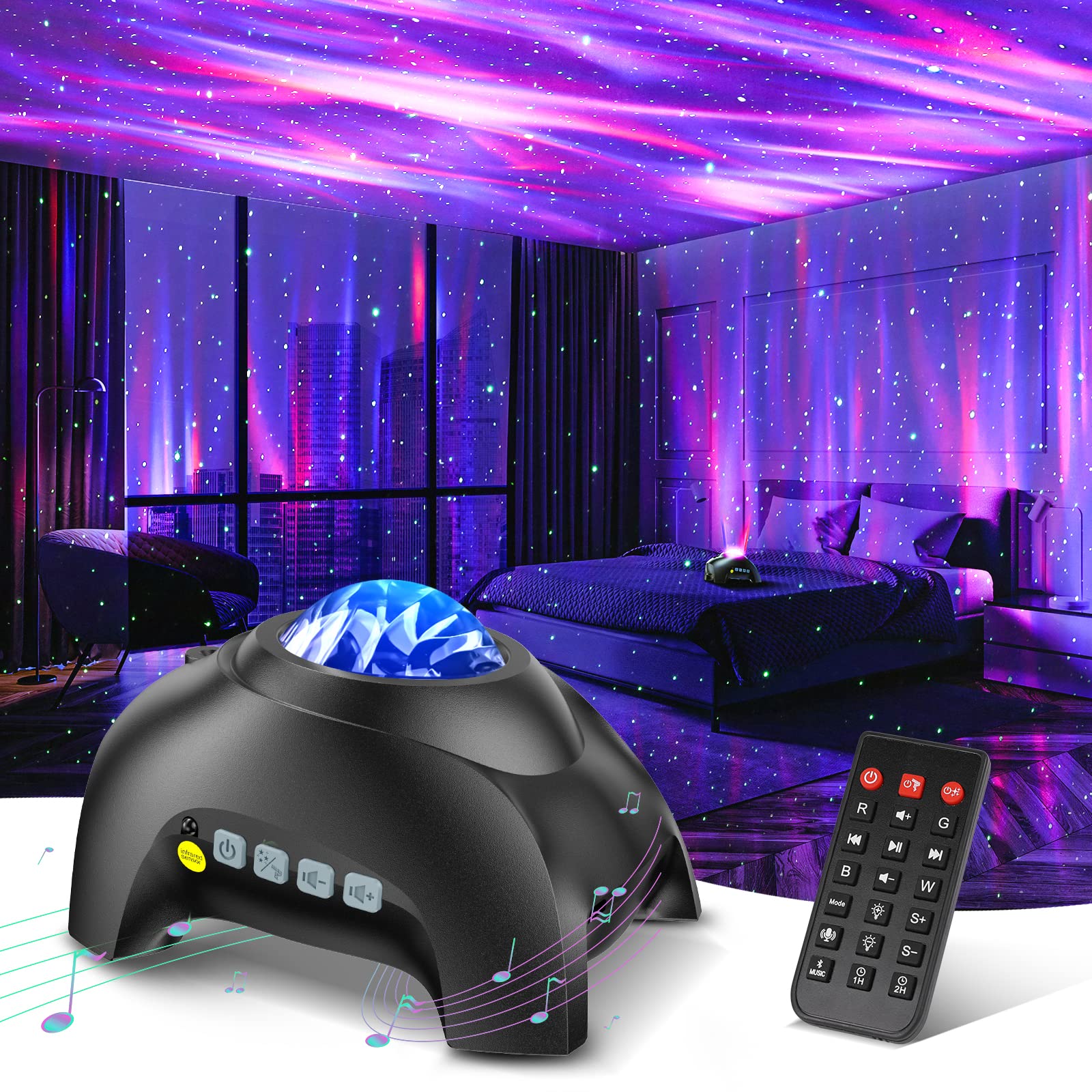 Hodans Northern Galaxy Light Projector - 33 Effects, Remote, Bluetooth Speaker, Night Light