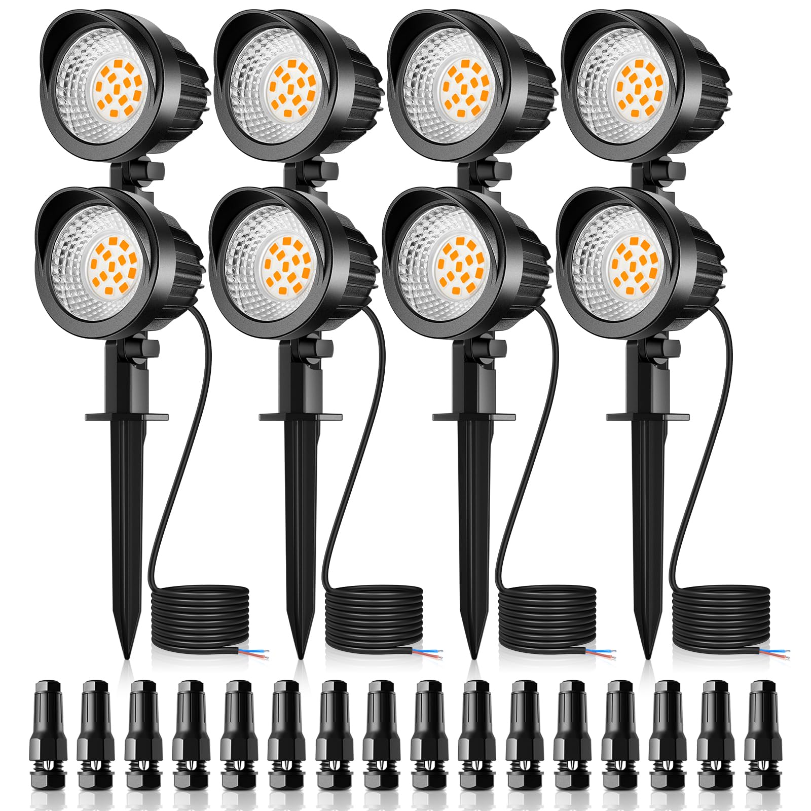 MEIKEE Landscape Lighting 7W 800lm IP66 Waterproof 8 Pack Warm White Aluminum DSTA07