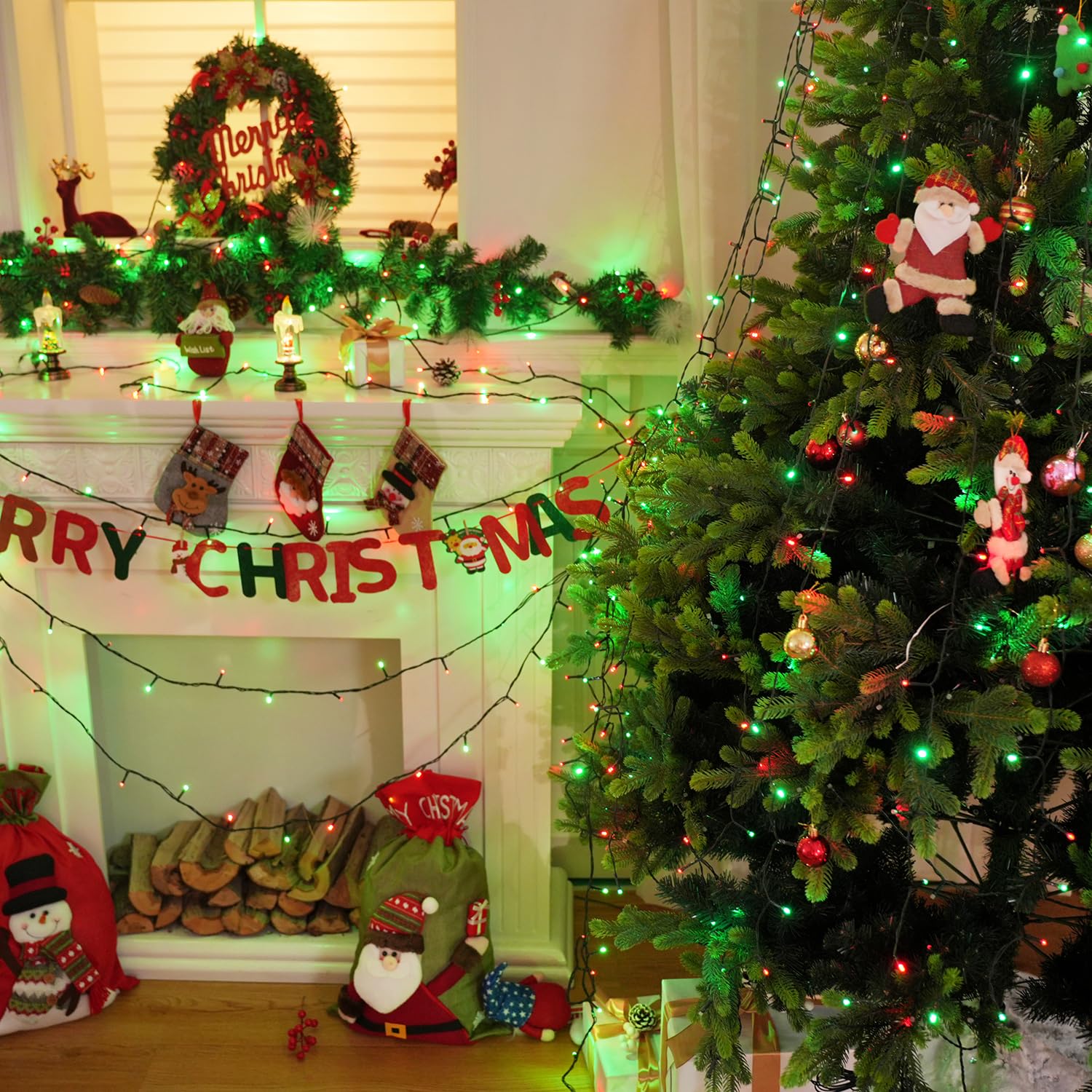 Connectable 240Led 88Ft 13Modes Christmas String Lights Indoor Outdoor | Extendable Green Wire Red & Green Christmas Tree Lights With Timer | Twinkle Fairy Light Plug In For Xmas Tree(Red & Green)