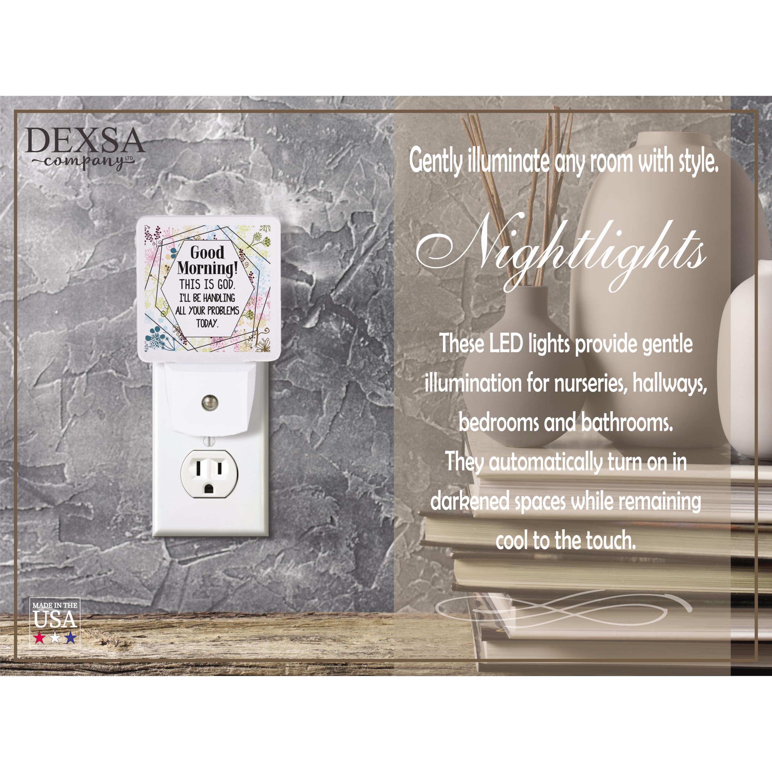 Dexsa Auto ON/Off Plug-in LED Night Light, White, Model 2150, Plastic Material, Safe and Automatic Illumination