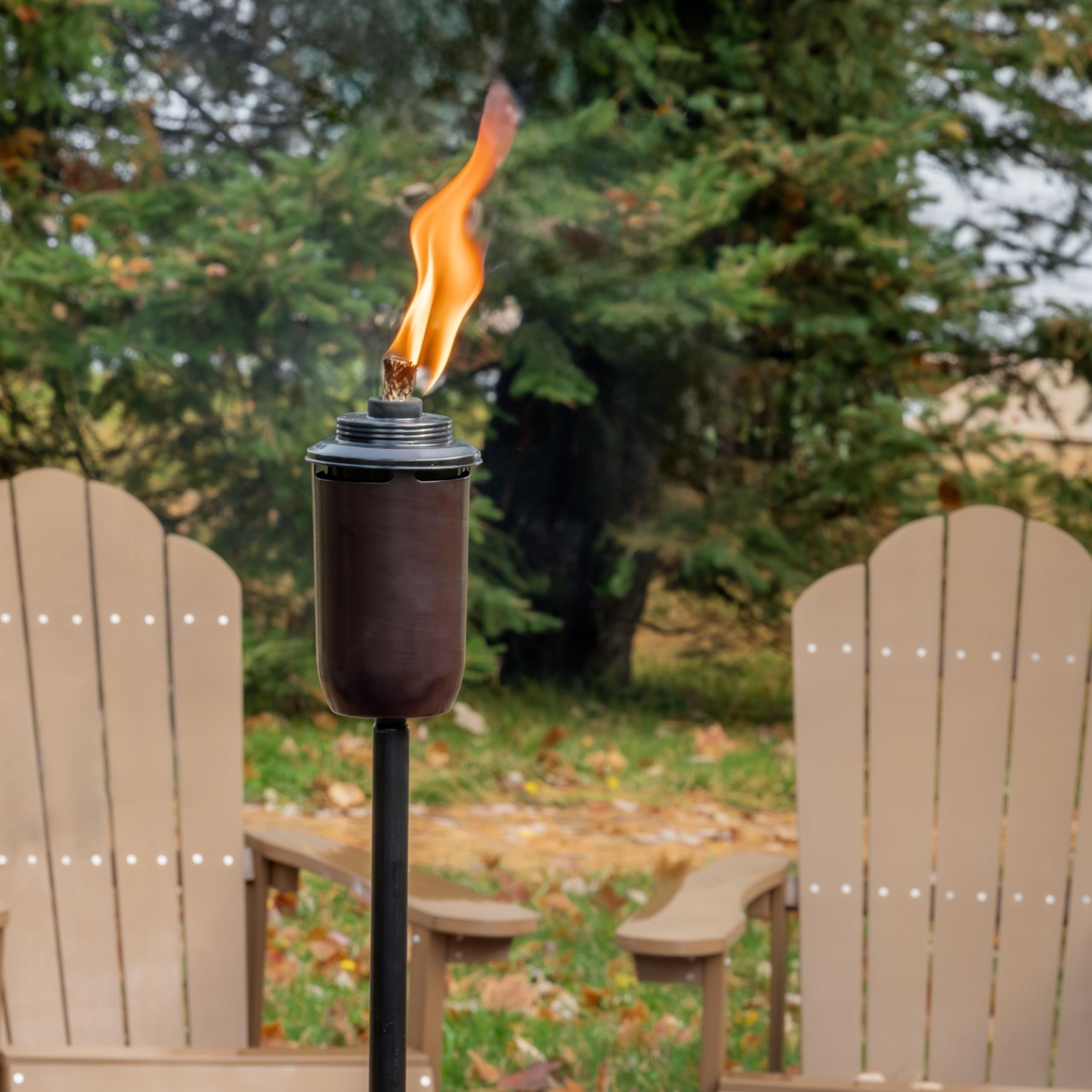 TIKI Honey Copper Outdoor Torches 2-Pack – Decorative Metal Torches for Patio, Backyard, Garden – Weather-Resistant, Bronze, Model 1123122