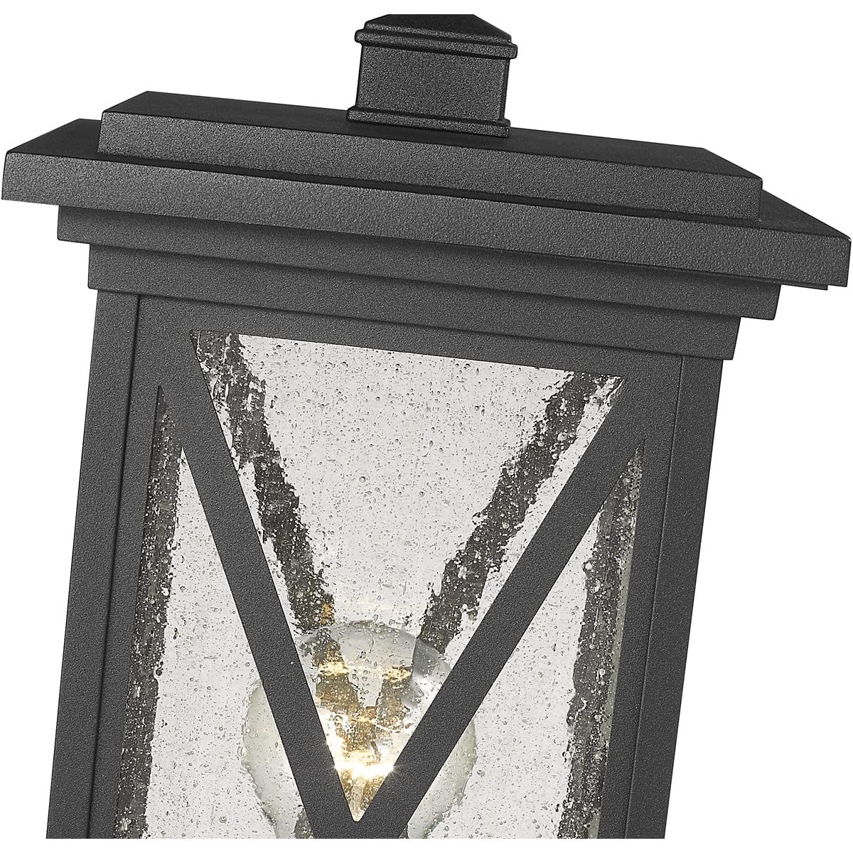 Z-Lite Outdoor Post Mount Fixture, 1 Light, Black, Glass, Model 583PHMS-BK, Size 15.75x7.50x7.50