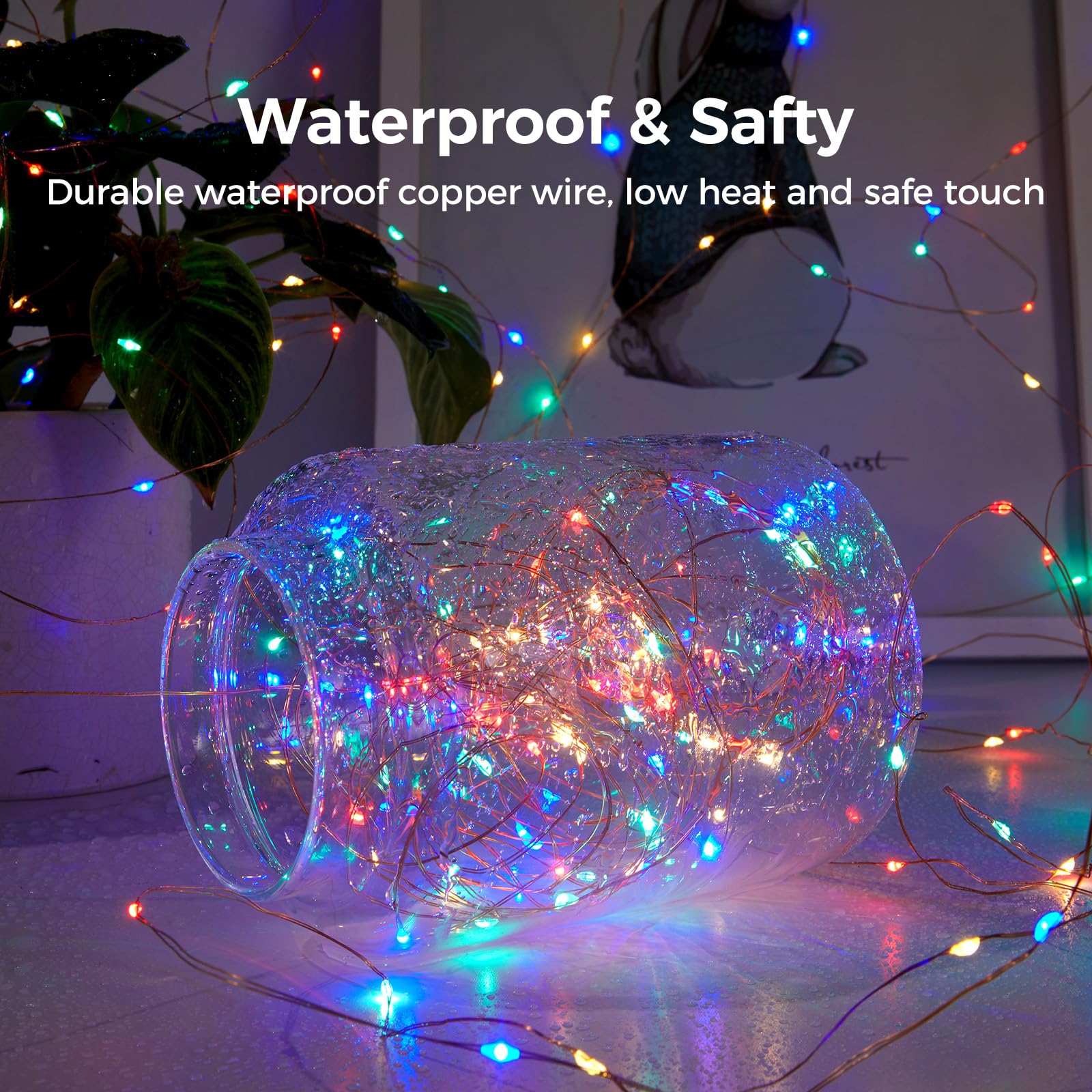 Ariceleo 1 Pack 32. 8 Ft. Usb Powered Fairy Lights With Remote & Timer, 100 Led Usb Twinkle String Lights - Silver Wire, 8 Modes, Waterproof, Multi Color Starry Lights For Party, Wedding, Christmas