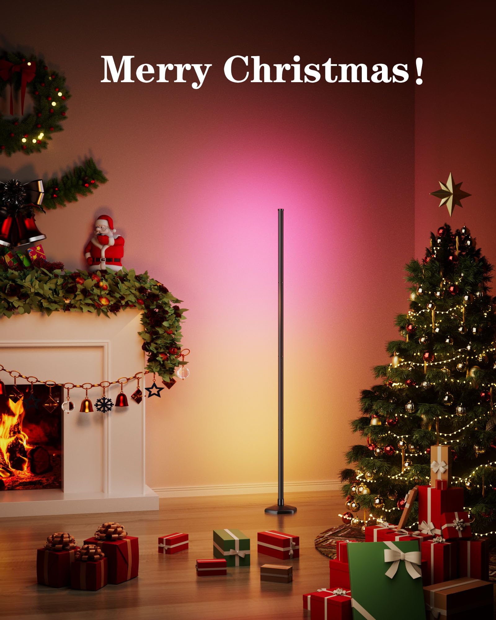 Yikbik Rgb Corner Floor Lamp, 65'' Color Changing Led Floor Lamp Bluetooth App Remote Control Music Sync Modern Standing Lamp 16