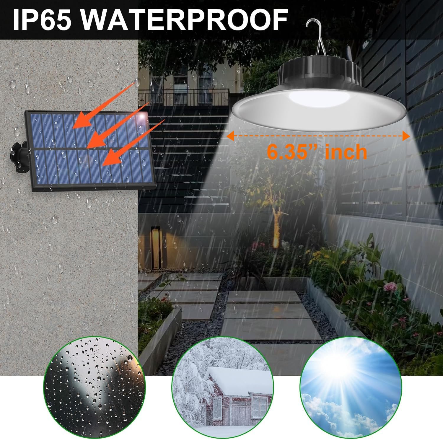 T-SUN Solar Shed Light 2-Pack with Remote, IP65 Waterproof Outdoor Indoor Pendant Lights, Adjustable 3000K/4000K/6000K for Garden, Patio, Garage