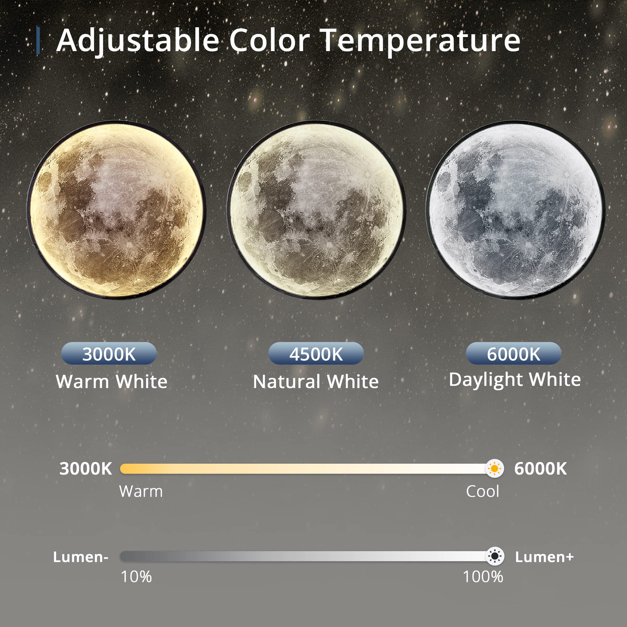 LEDIARY Dimmable Moon Wall Light 31.5 Inch Metal Black Indoor Wall Lamp with Remote Control