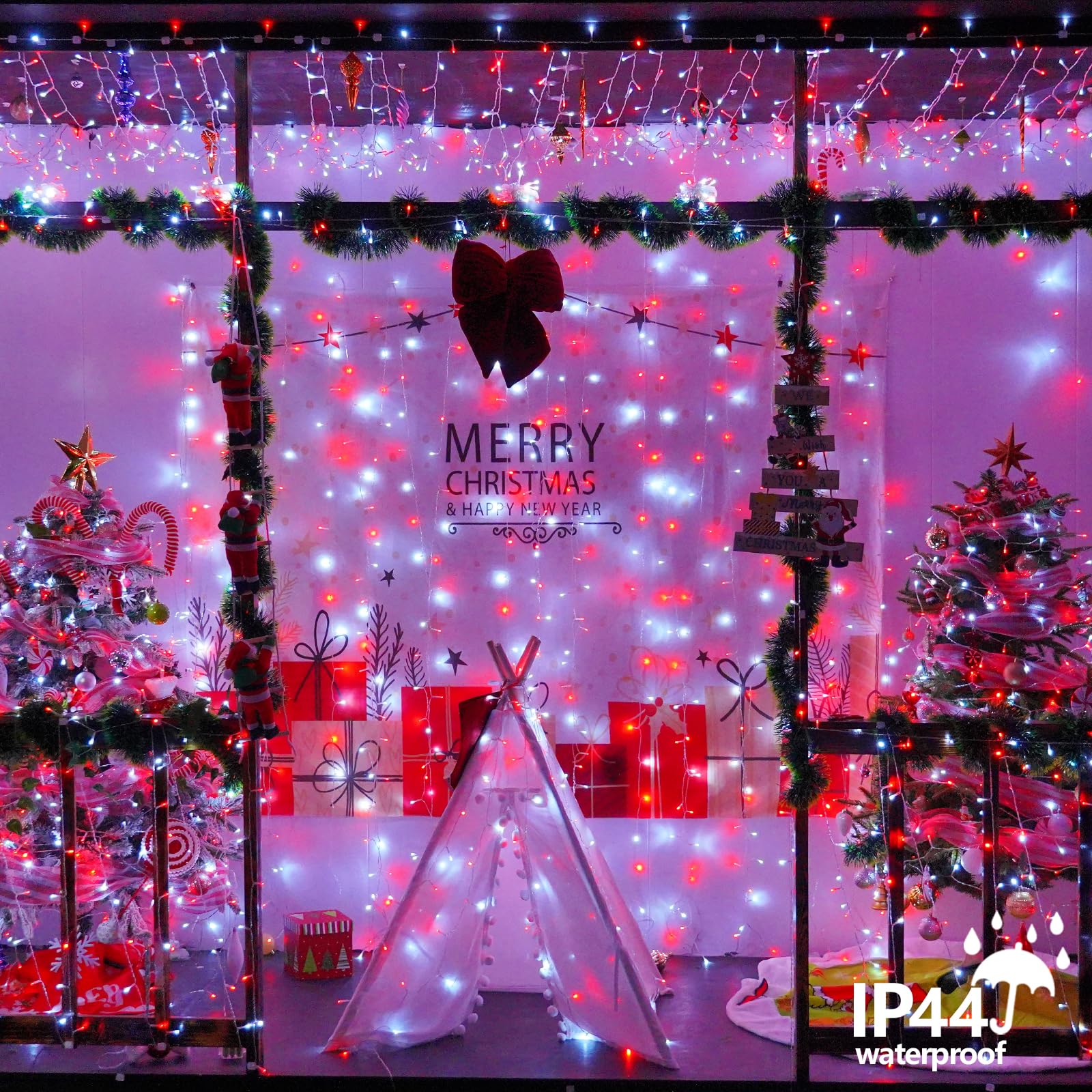 Yeguo 165Ft 500 Led Red And White Christmas Lights Outdoor Waterproof  Clear Wire String Lights Indoor Plug In  8 Modes Clear Wire Twinkle Tree Light For Xmas Party Garden