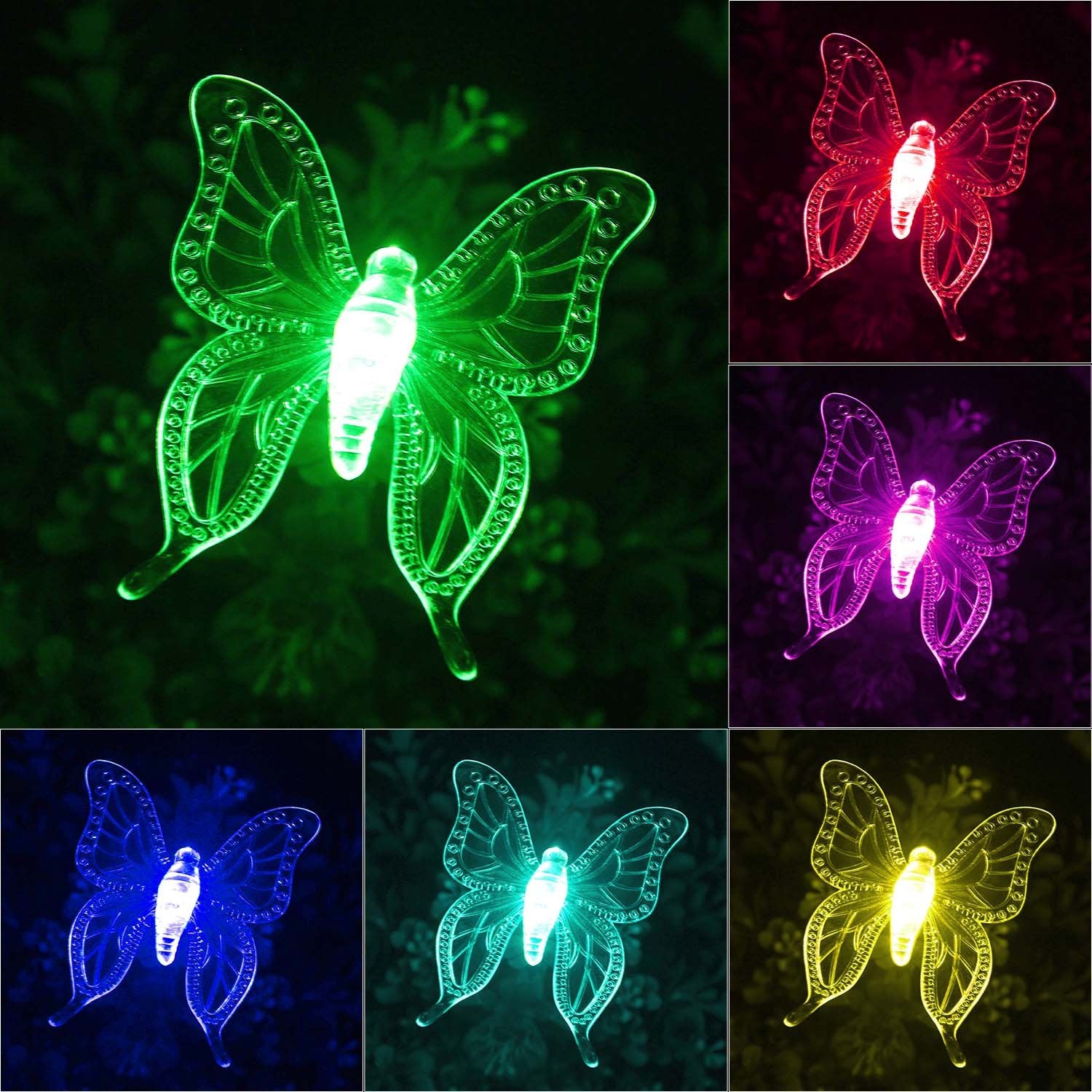OxyLED Solar Garden Lights, 3 Pack Outdoor Solar Stake Light Hummingbird Butterfly Dragonfly, Solar Powered Pathway Lights, Mult