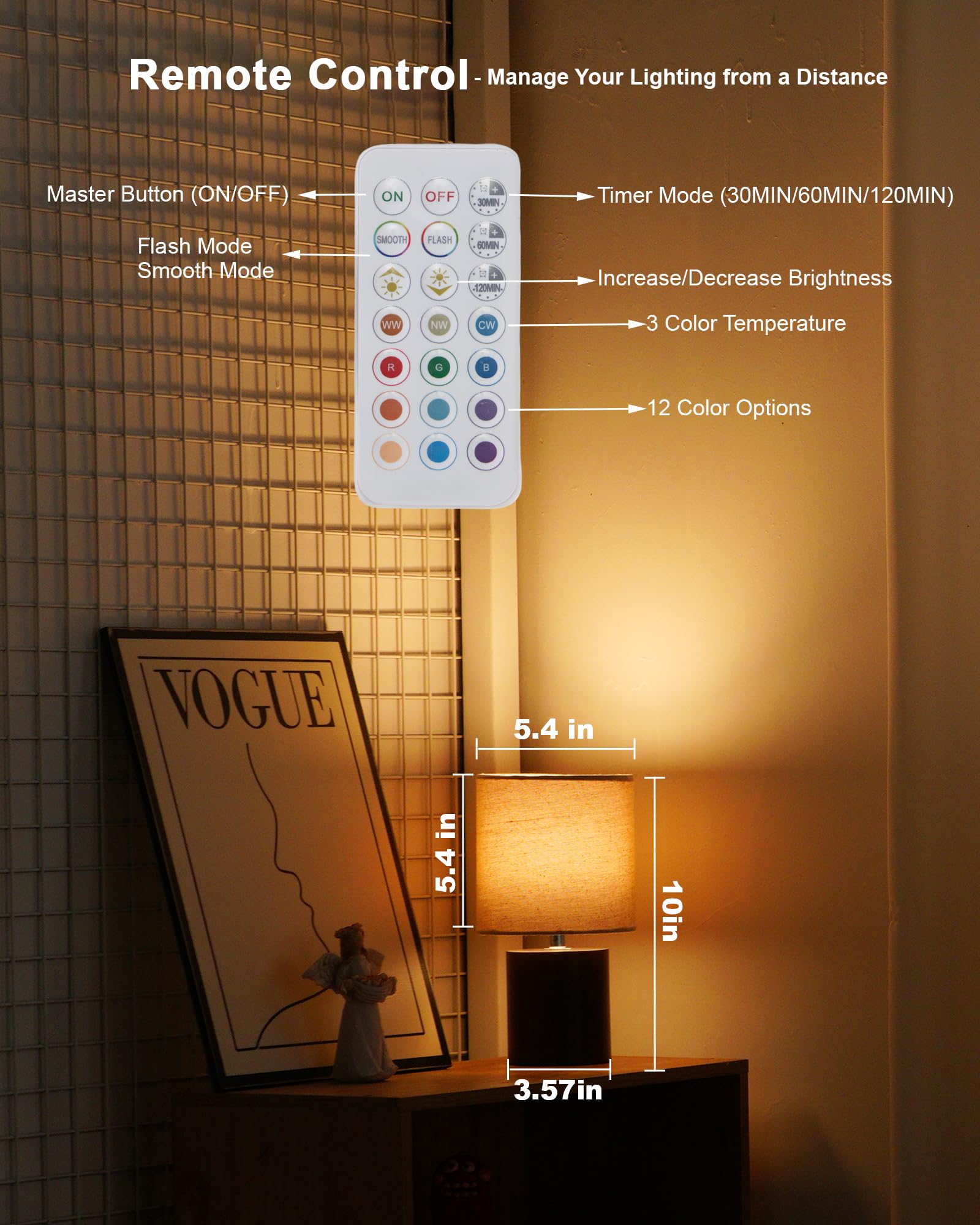 Umexus Rechargeable Cordless Table Lamp With Timer, Remote, Dimmer, Wood Small Battery Operated Lights, Warm Bedroom Nightstand