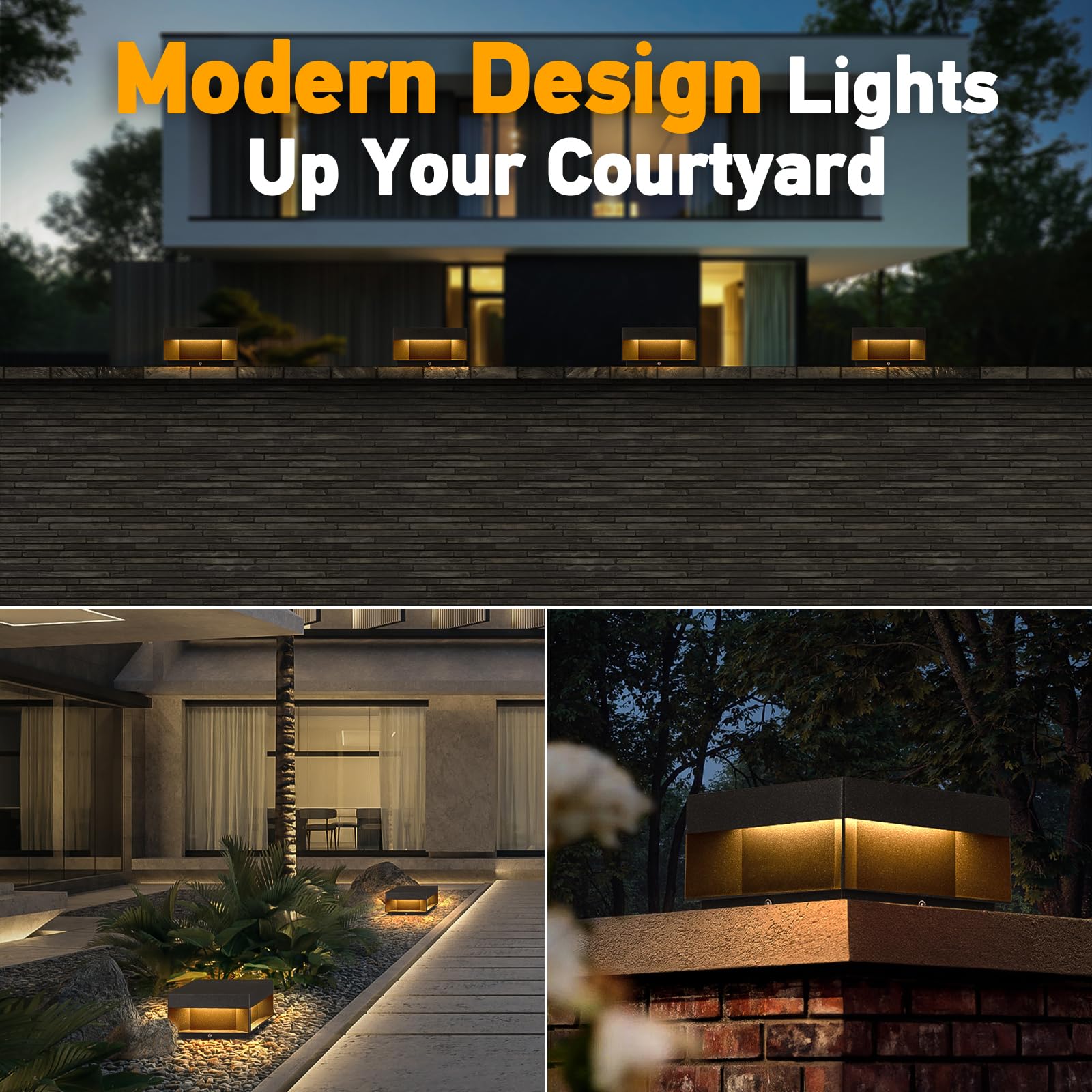 Mvbt 7.9&quot; Led Modern Post Light - Waterproof Aluminum Lantern For Patio & Garden Decoration