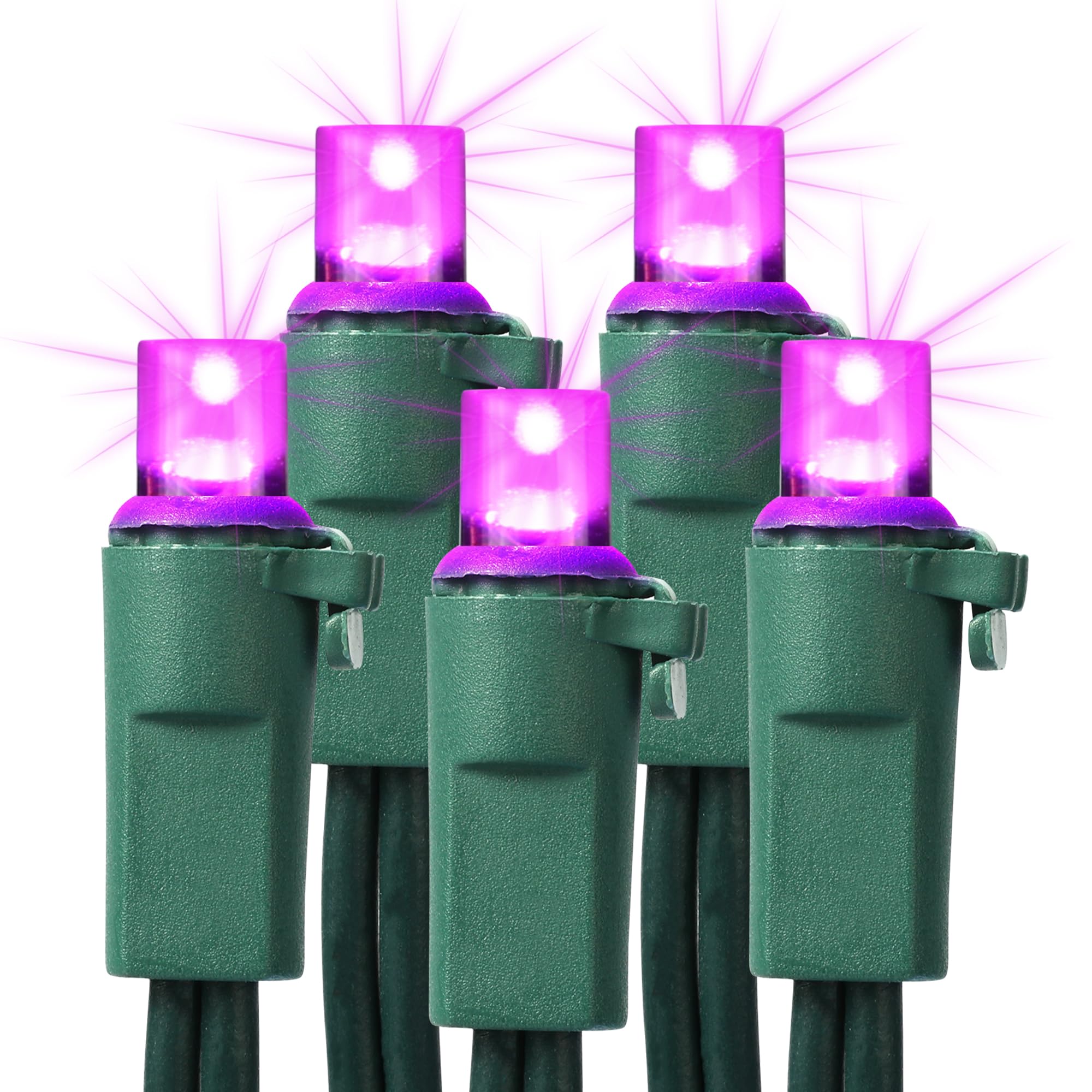 Brizled Purple Valentine's Day Lights, 33ft 100 LED 5mm Wide Angle Gentle Twinkle Christmas Lights, 120V UL Certified Connectable Purple String Lights Outdoor Xmas Tree Lights for Xmas Halloween Tree