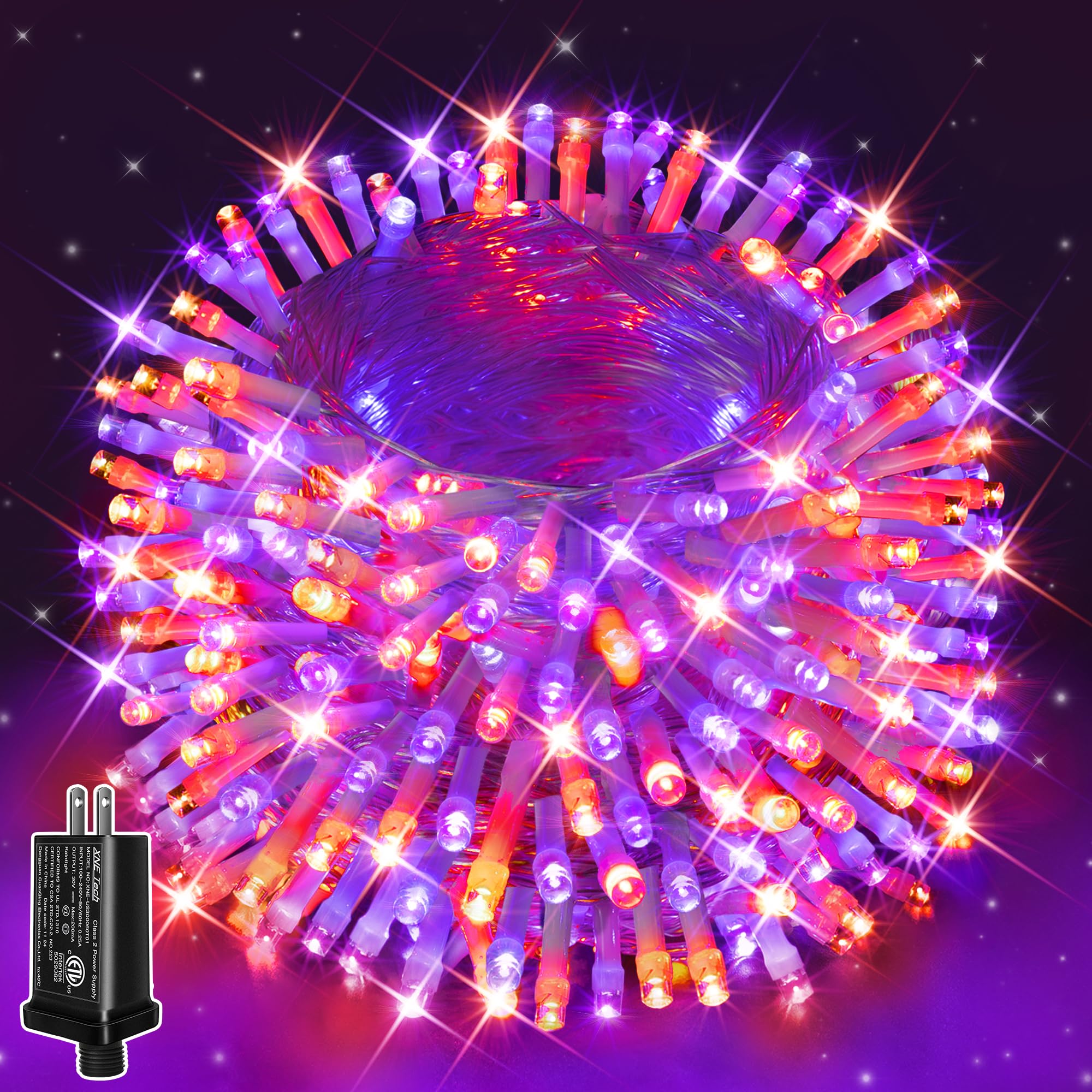 shineshine String Lights 49FT 150LED, Purple+Orange, HG-29V153C
