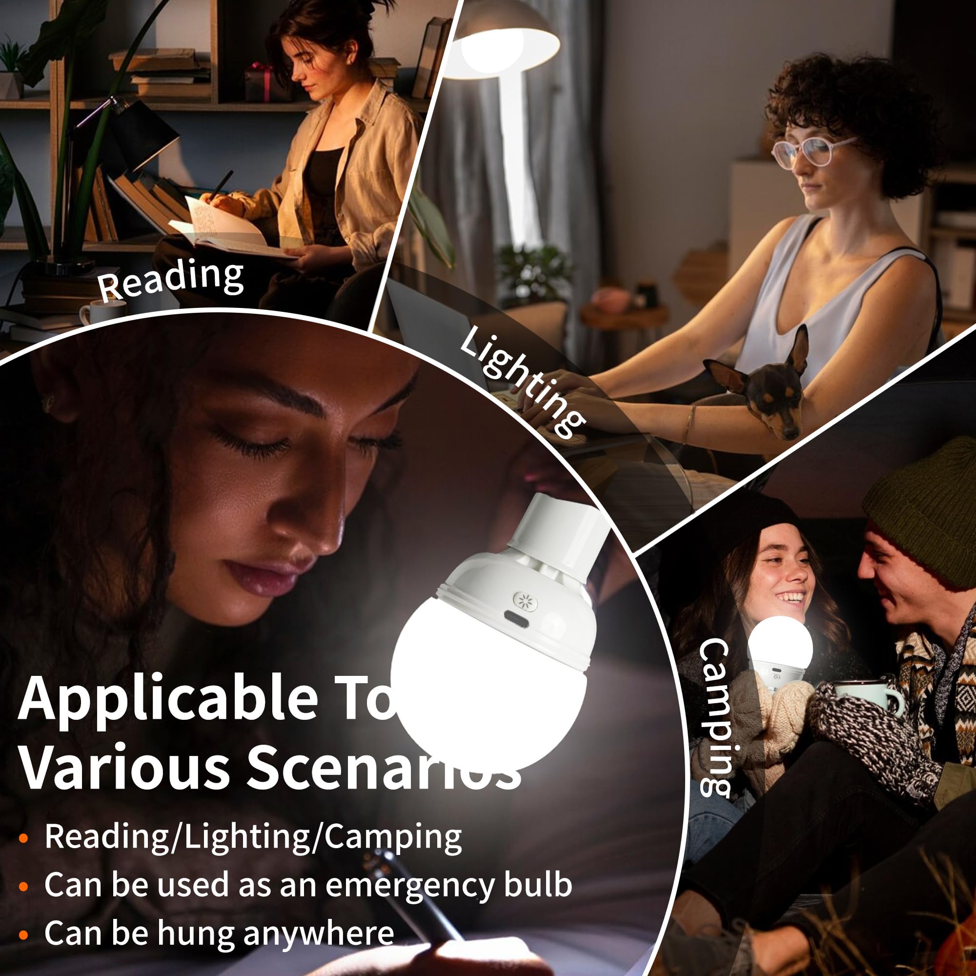 Loczar Rechargeable Led Light Bulb With Remote, Warm White, Dimmable For Power Outages, 1 Bulb