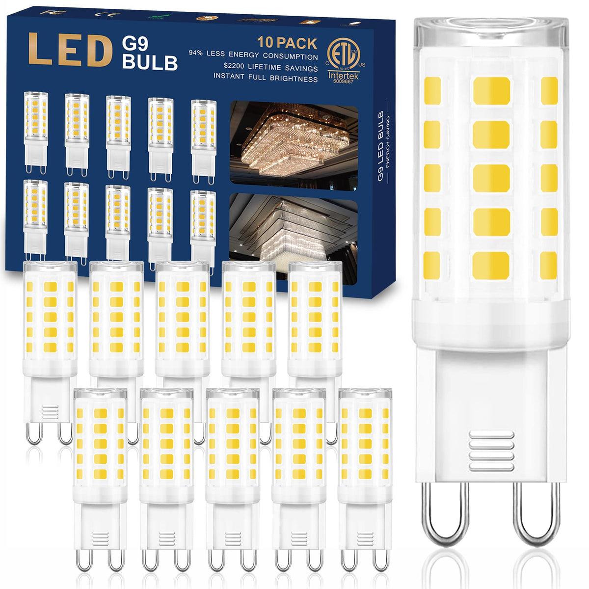 10 Pack G9 Led Bulb 4000K Natural Daylight, 40W Halogen Equivalent G9 Bi Pin Base 4W Led T4 For Crystal Chandeliers, G9 Base, 36