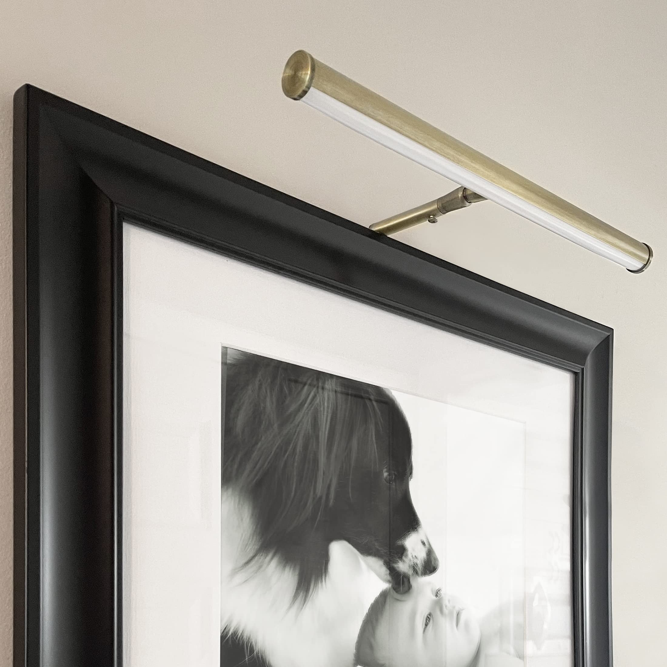 Maxxima LED Picture Light - 14 in. Adjustable Wall Light, 3000K Warm White, Antique Brass, Model MSL-14400AB