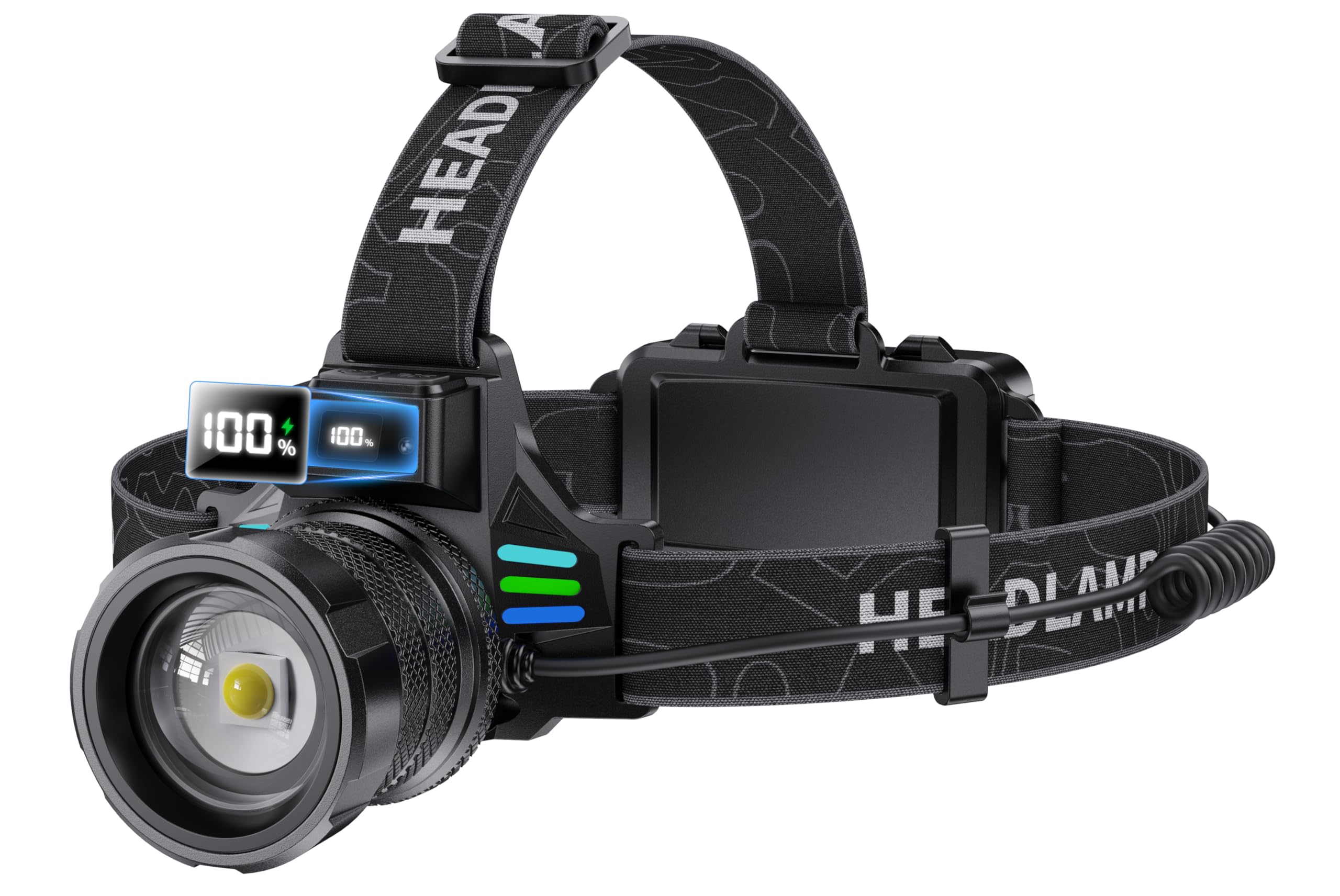 Headlamp Rechargeable 2980 High Lumens Super Bright Led Head Lamp For Adults Battery Powered,12 Modes Waterproof Zoomable Digita