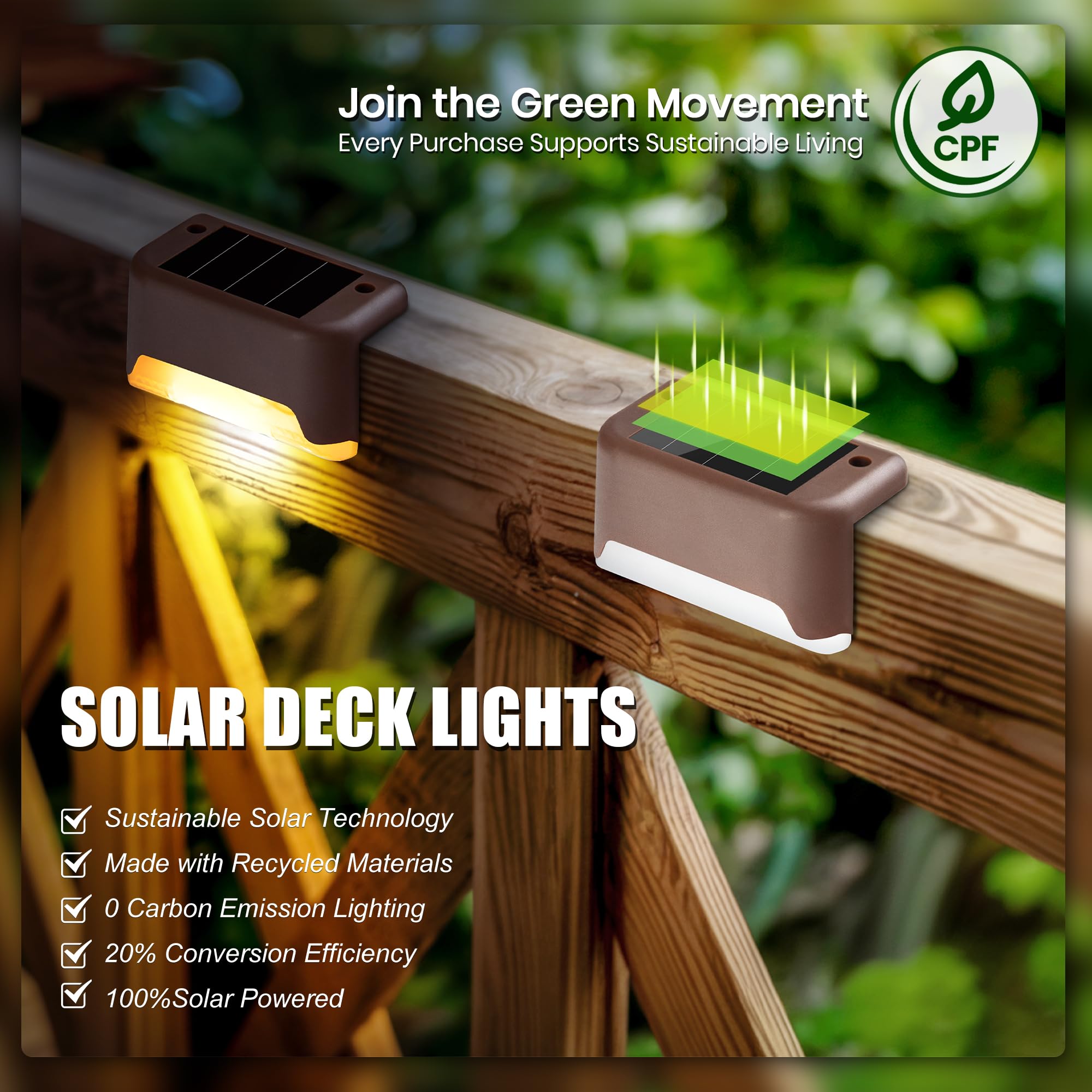 SOLPEX Solar Deck Lights Outdoor, Waterproof LED for Stairs, Fence, Yard, 24 Pack, Warm White, Model 10314