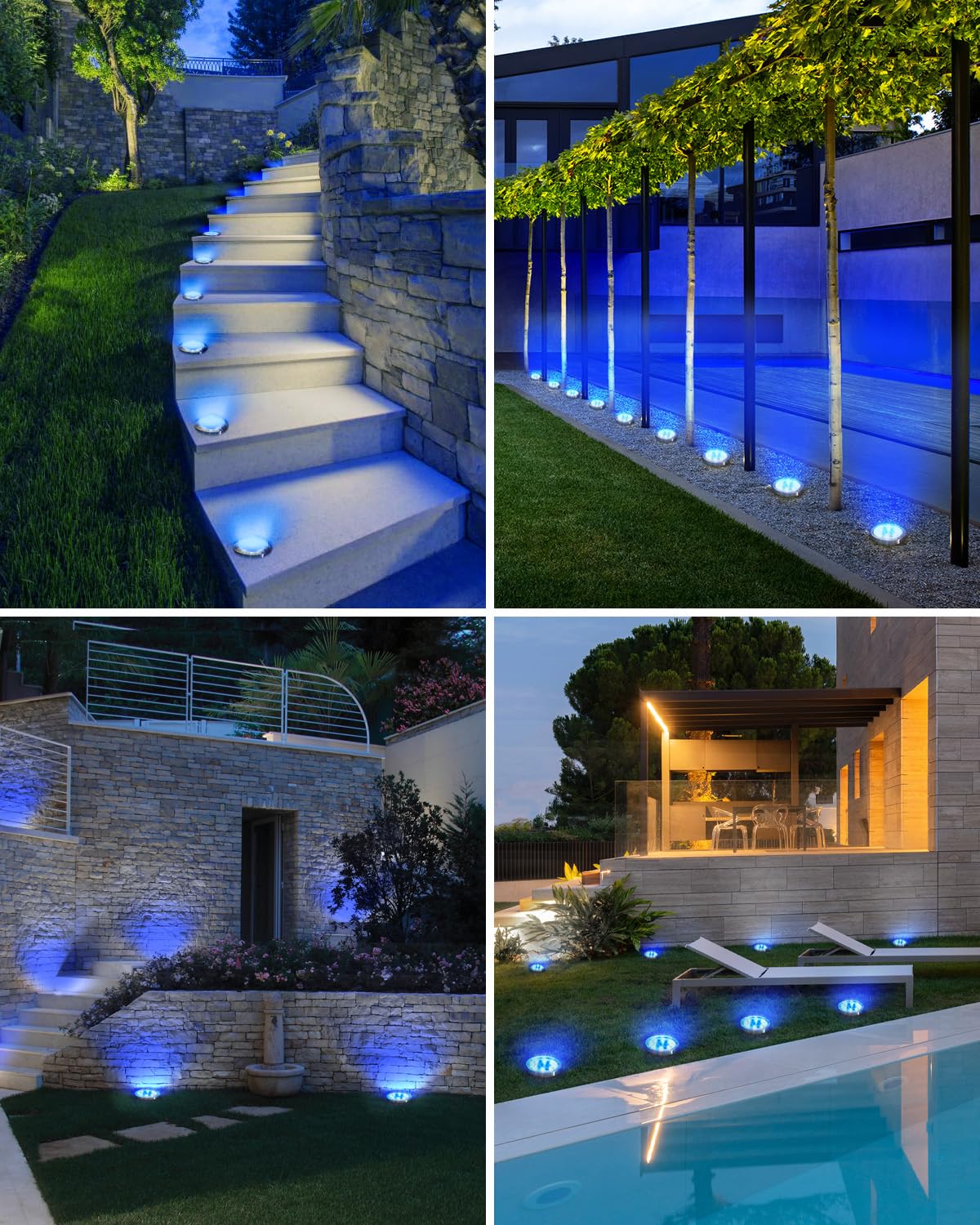 Btfarm 16 Pack Solar Ground Lights Outdoor, 8 Led Solar Disc Lights Ip65 Waterproof Flat Solar Lights, Pathway Lights Solar Powe