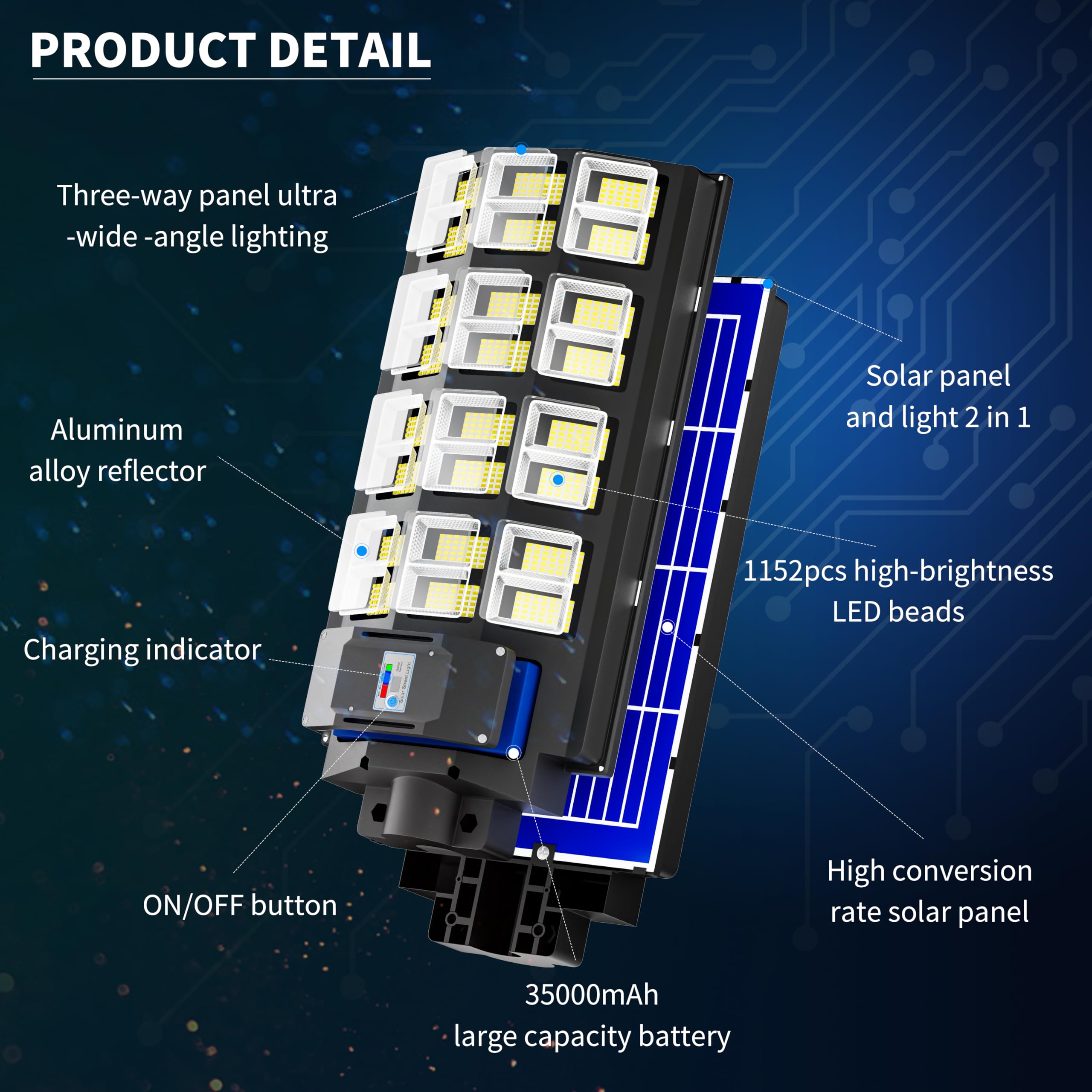 Jadisi 6800W Solar Street Light, Solar Street Light Outdoor Waterproof Ip67 240000 Lumens, Solar Parking Lot Lights,Dusk To Dawn,4-Pack