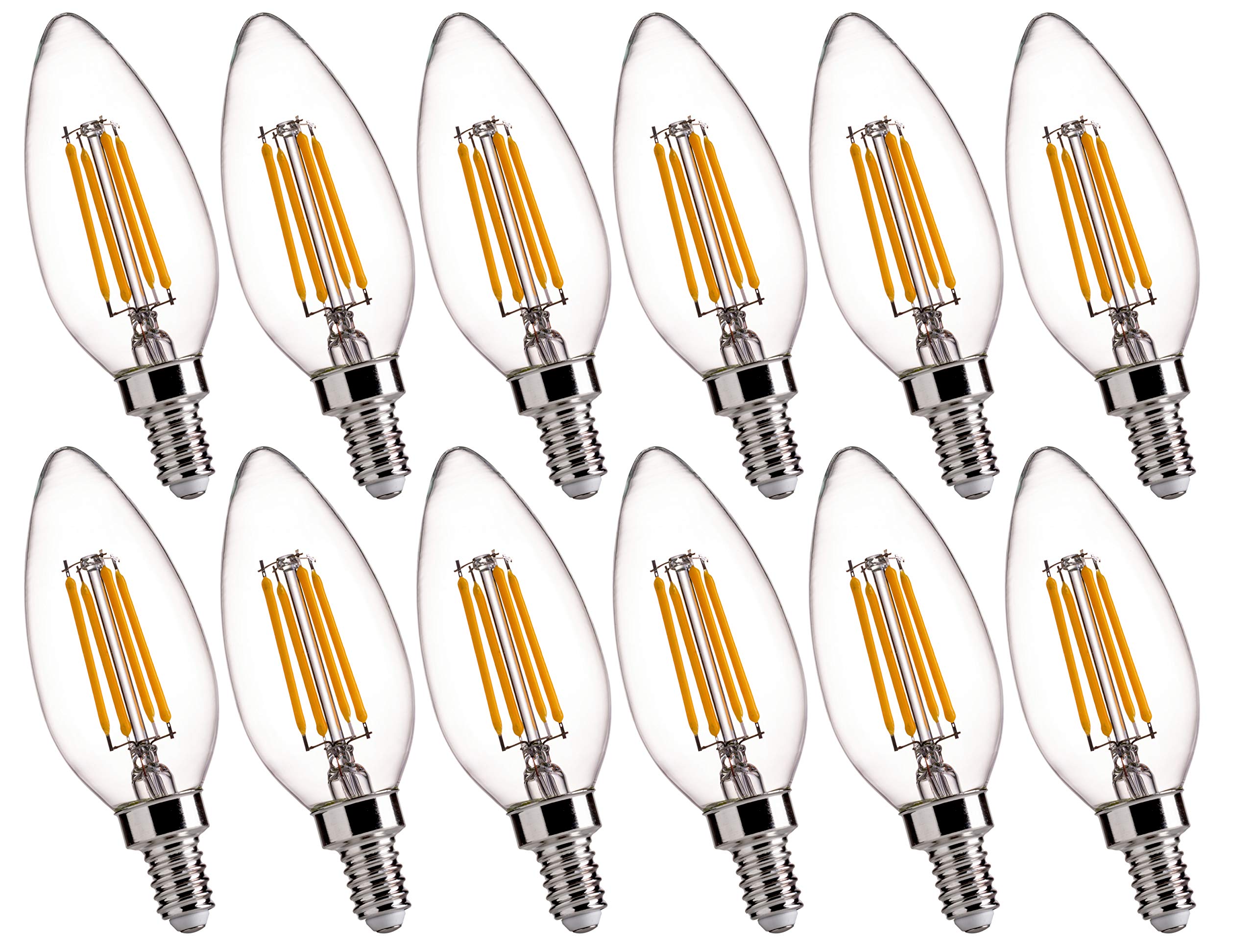 Flsnt 12-Pack Dimmable Led Candelabra Bulbs, 60W Equivalent, 2700K Soft White Light